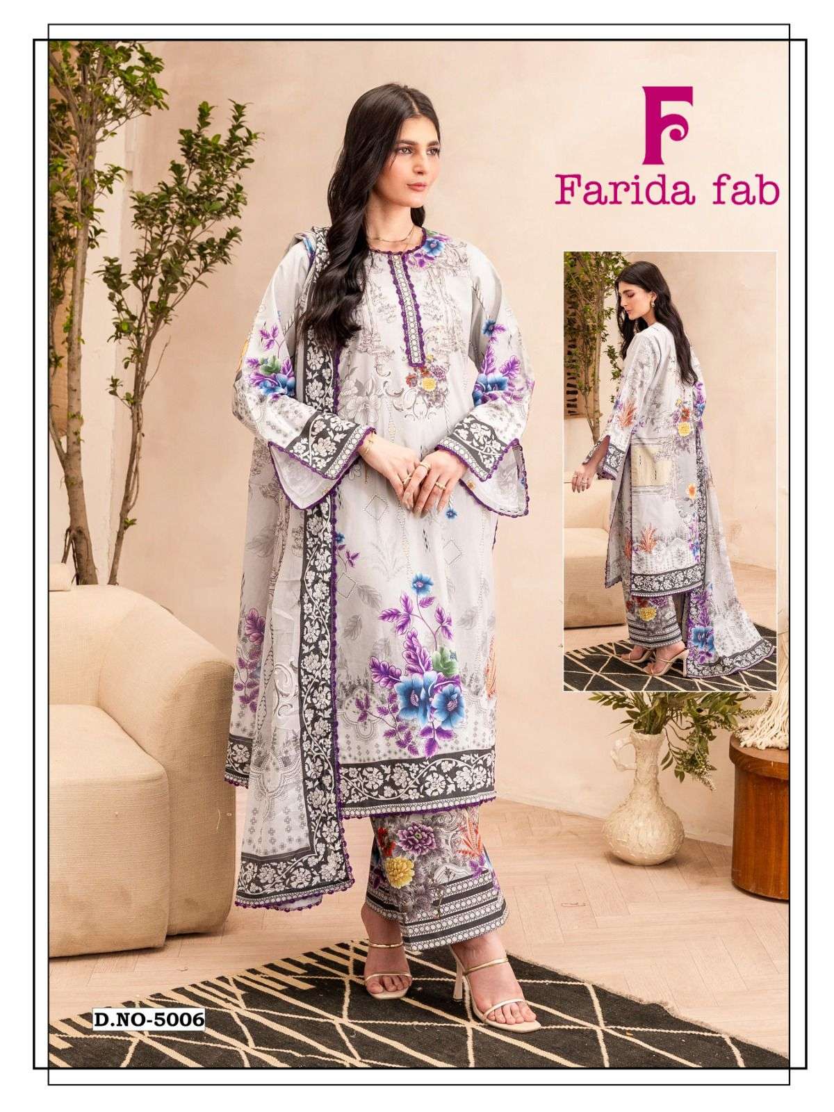 FARIDA FAB RAMSHA VOL 5 COTTON DIGITAL PRINTS SALWAR SUIT