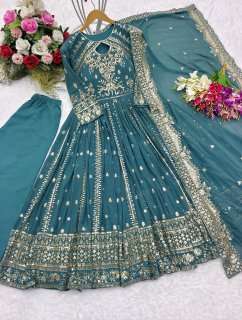 FD 8028 GEORGETTE DESIGNER PARTY WEAR GOWN WITH BOTTOM AND DUPATTA SET 