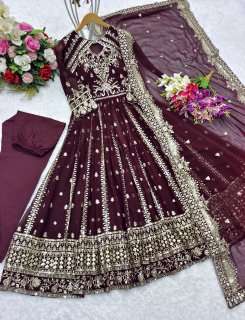 FD 8028 GEORGETTE DESIGNER PARTY WEAR GOWN WITH BOTTOM AND DUPATTA SET 