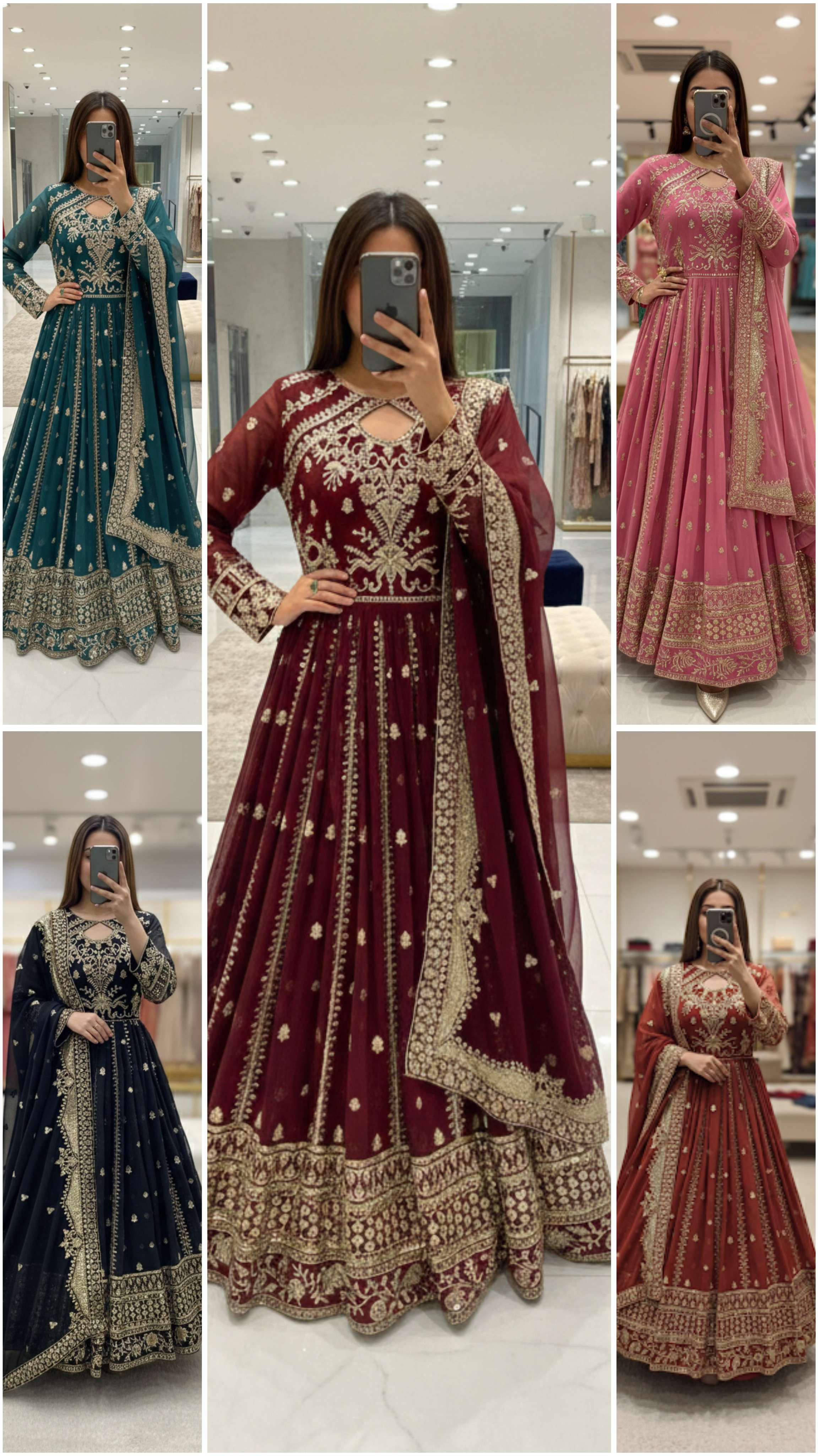 FD 8028 GEORGETTE DESIGNER PARTY WEAR GOWN WITH BOTTOM AND DUPATTA SET 