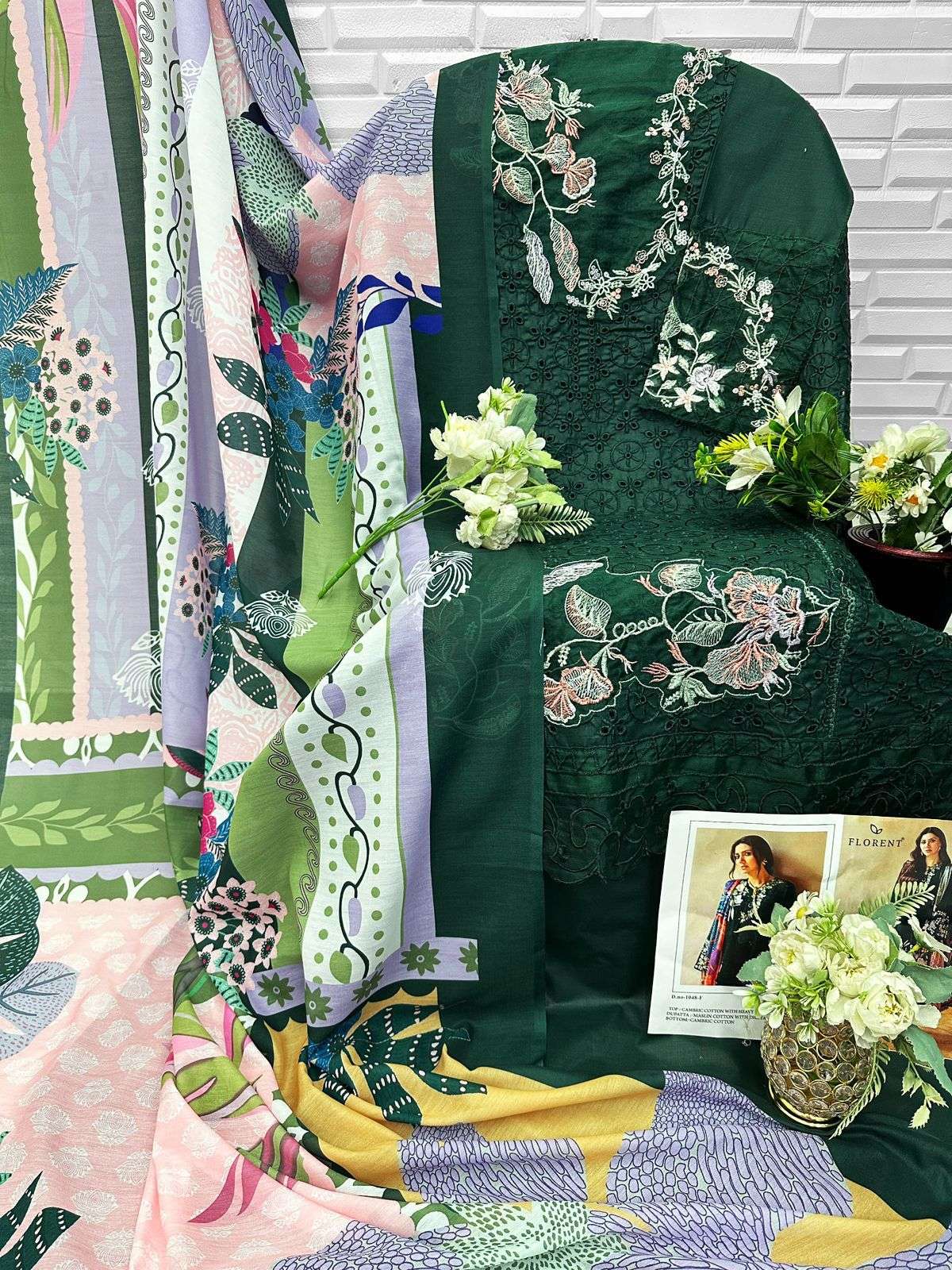 FLORENT D NO 1048 COTTON HEAVY EMBROIDERY DESIGNER WORK PAKISTANI SUIT