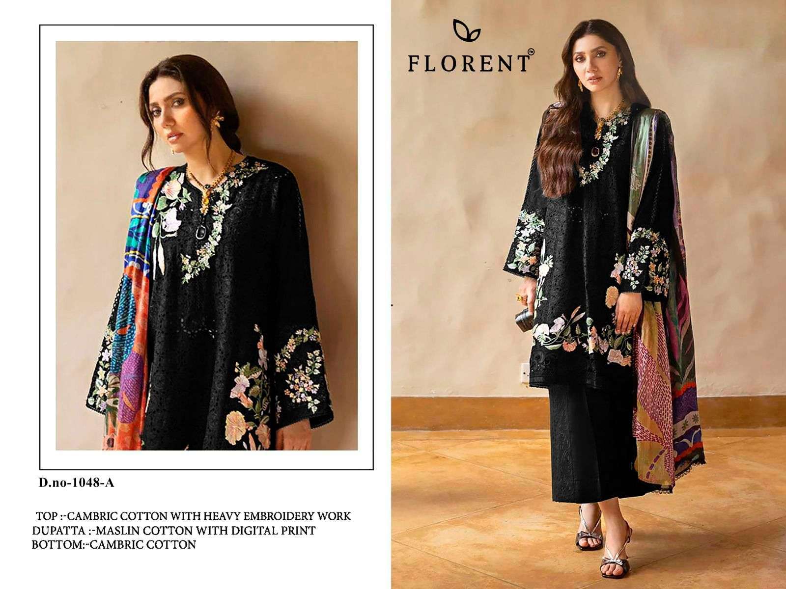 FLORENT D NO 1048 COTTON HEAVY EMBROIDERY DESIGNER WORK PAKISTANI SUIT