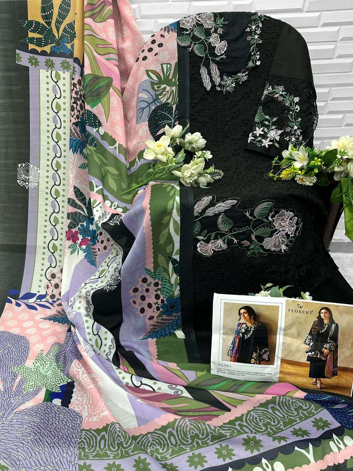 FLORENT D NO 1048 COTTON HEAVY EMBROIDERY DESIGNER WORK PAKISTANI SUIT