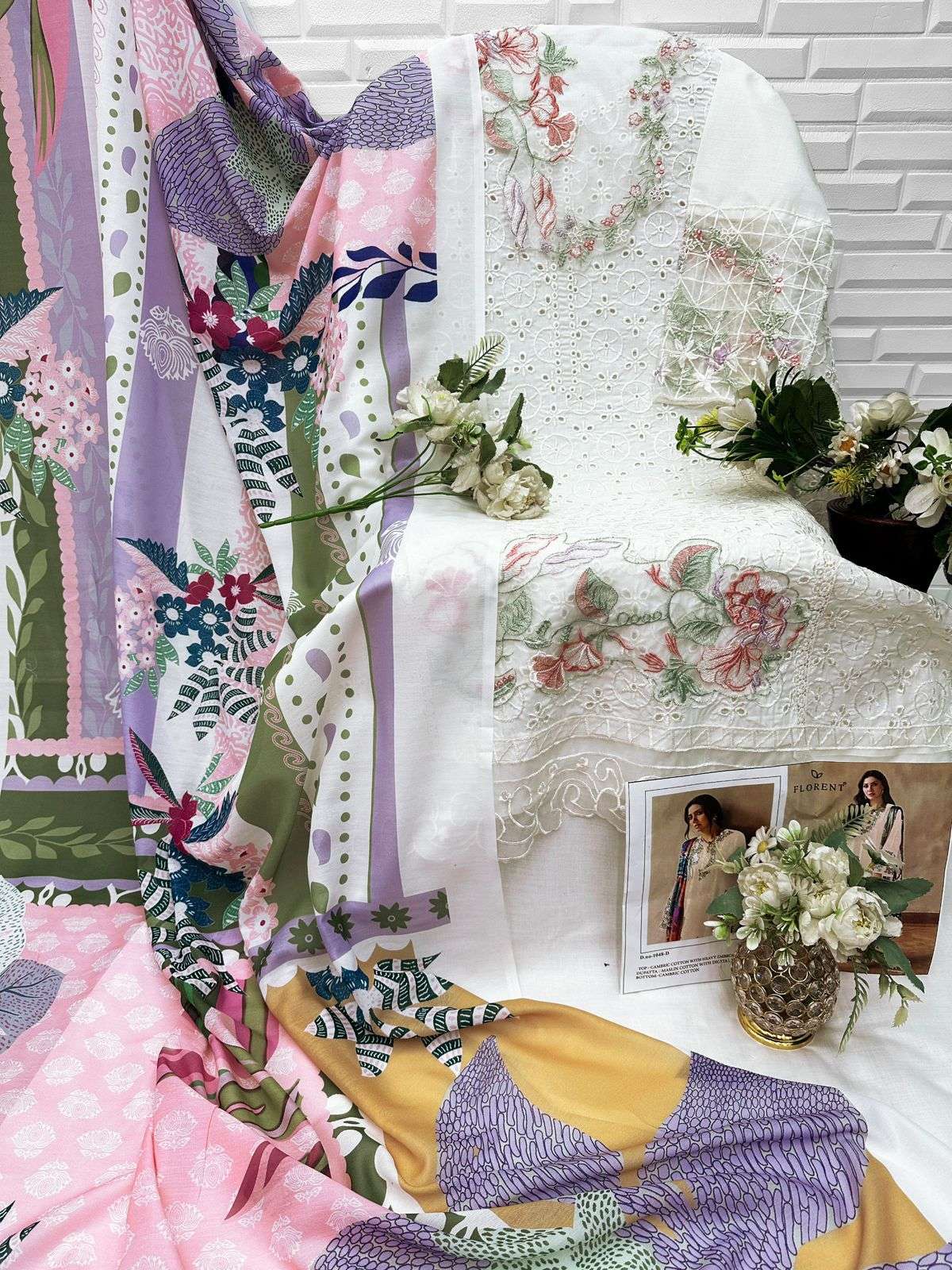 FLORENT D NO 1048 COTTON HEAVY EMBROIDERY DESIGNER WORK PAKISTANI SUIT