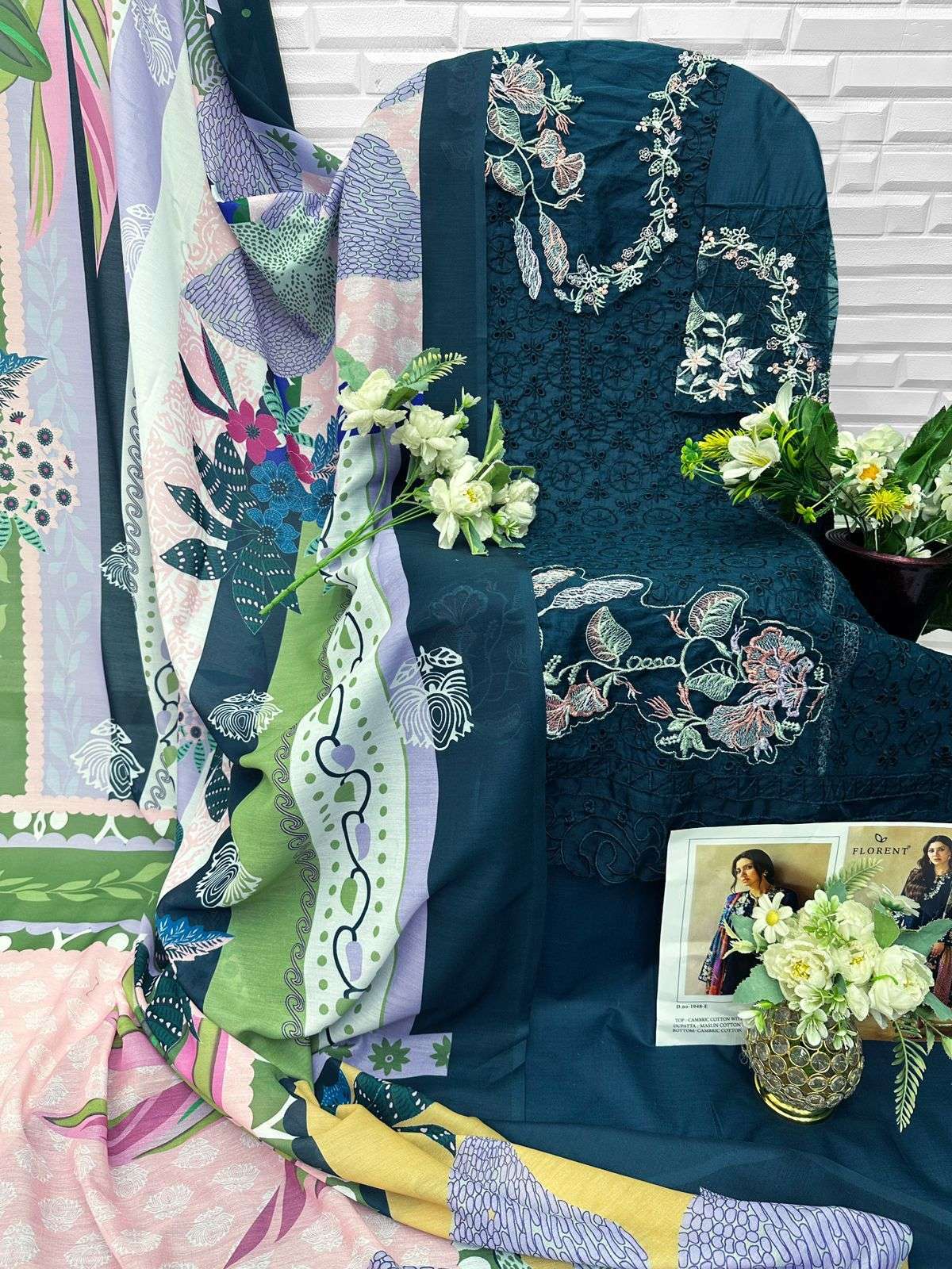 FLORENT D NO 1048 COTTON HEAVY EMBROIDERY DESIGNER WORK PAKISTANI SUIT