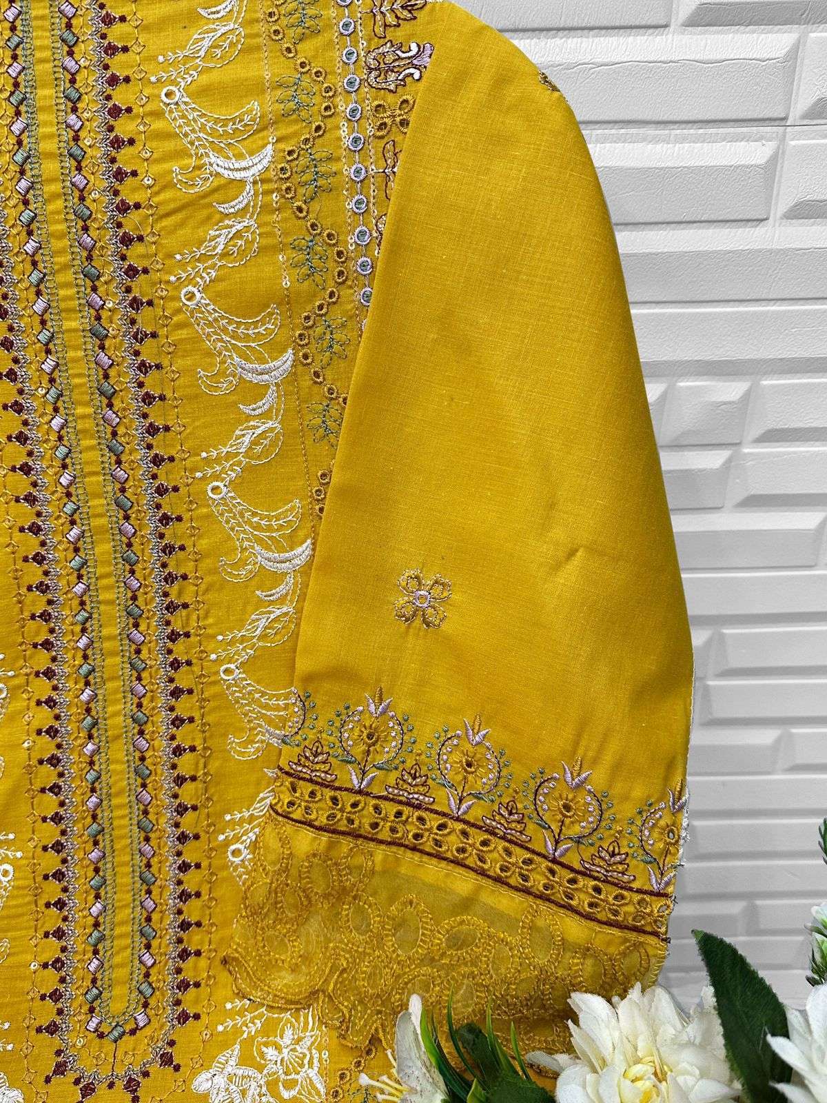FLORENT TM DESIGN NO - 1051 CAMBRIC COTTON HEAVY EMBROIDERED WORK PAKISTANI SUIT