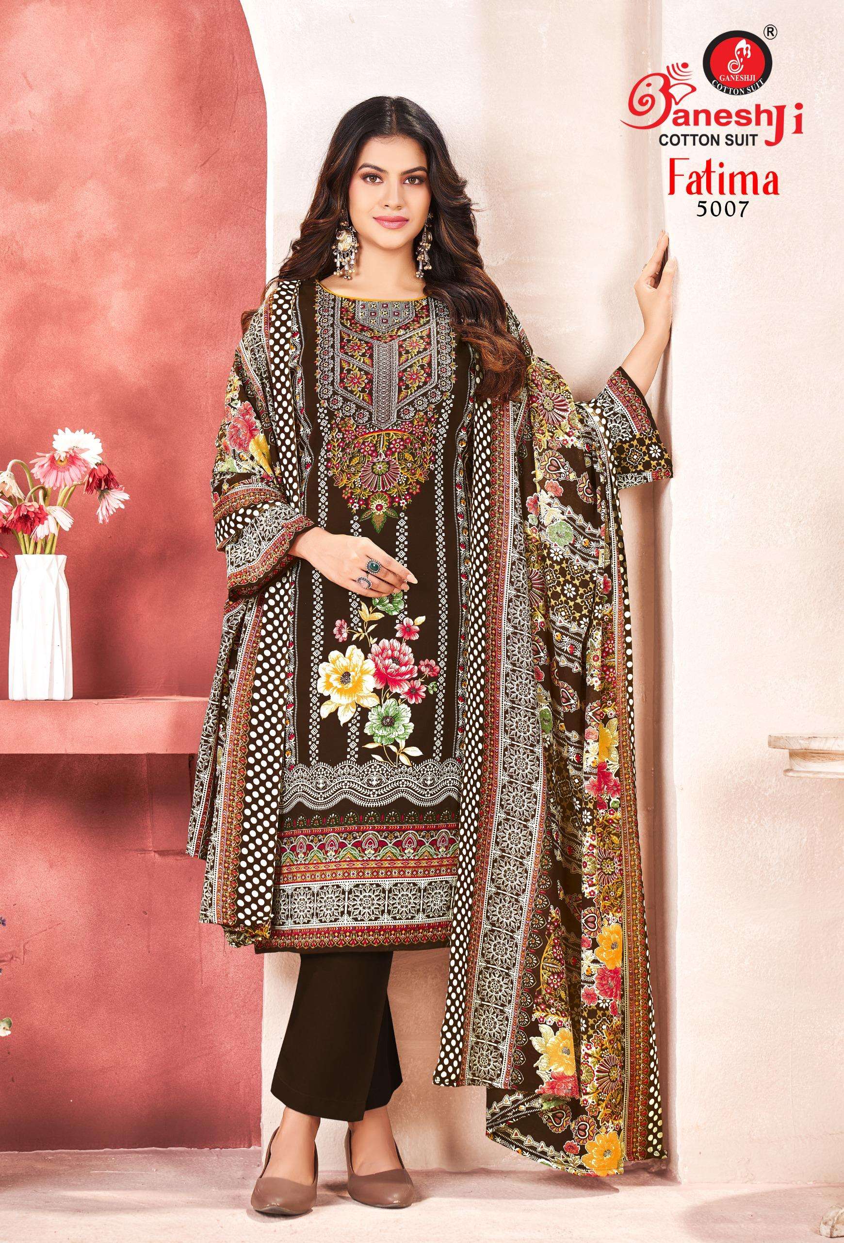GANESHJI COTTON SUIT FATIMA VOL 5 COTTON DIGITAL PAKISTANI STYLE PRINT DRESS