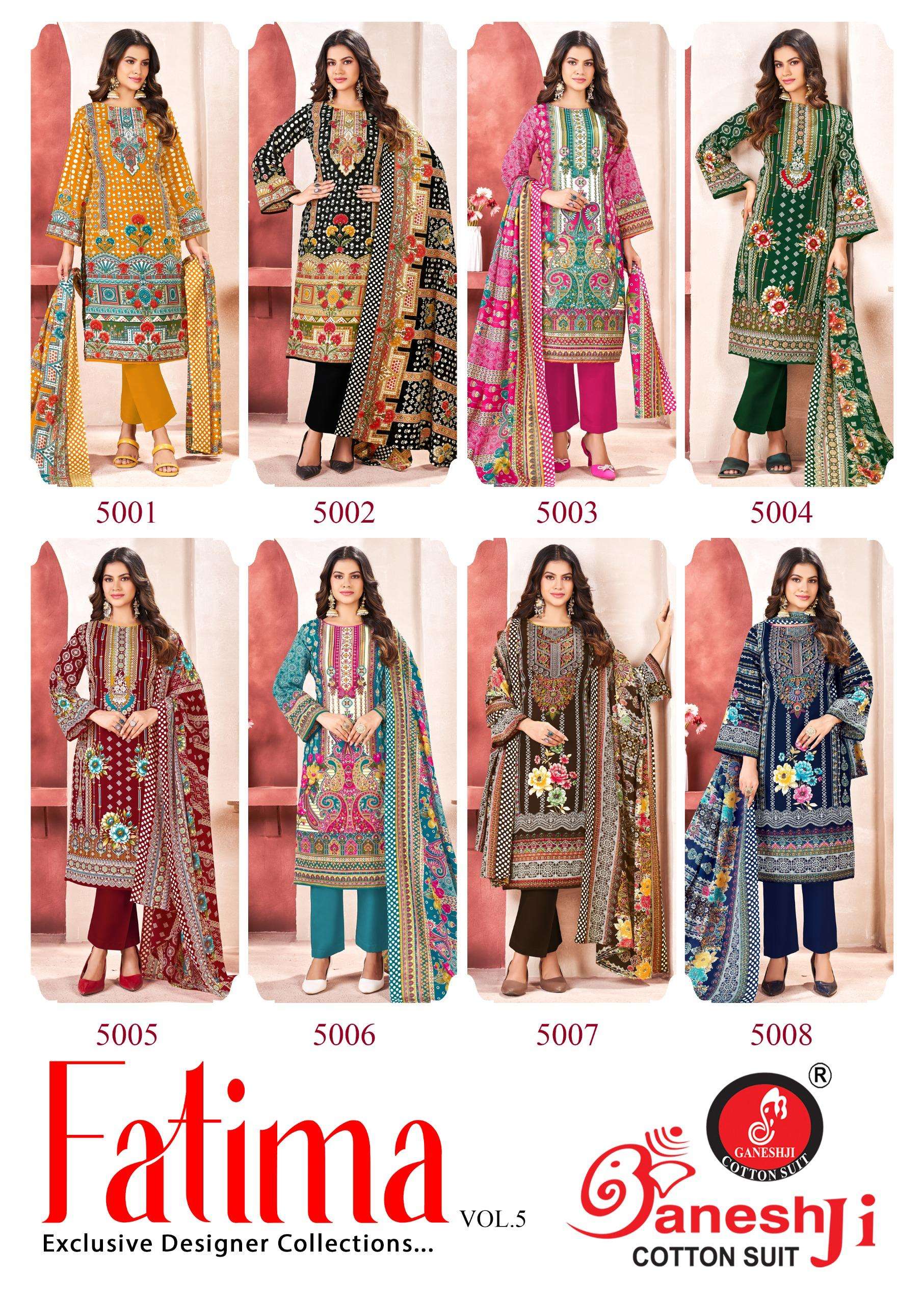 GANESHJI COTTON SUIT FATIMA VOL 5 COTTON DIGITAL PAKISTANI STYLE PRINT DRESS