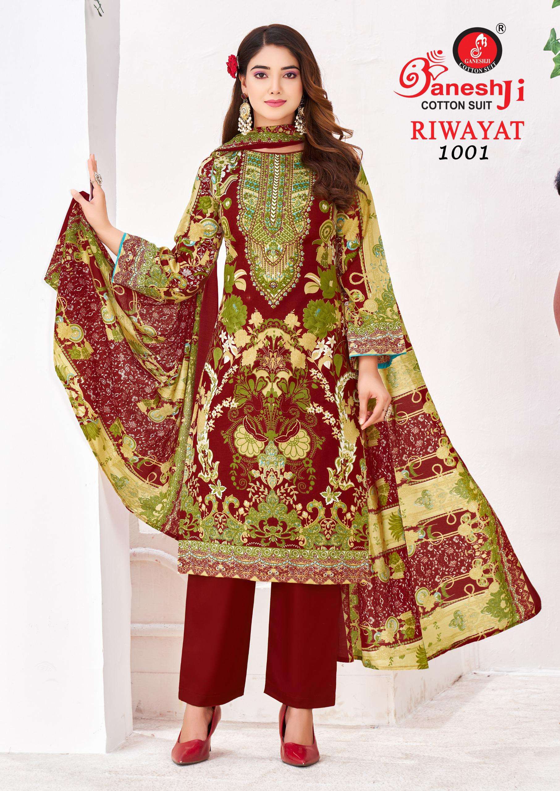 GANESHJI COTTON SUIT RIWAYAT VOL 1 COTTON DIGITAL PAKISTANI STYLE PRINT SALWAR SUIT