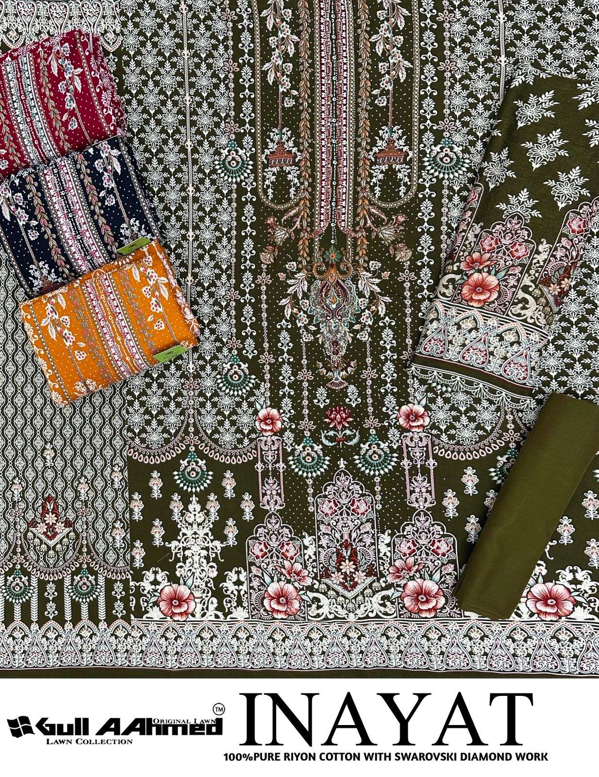 GULL AAHMED INAYAT RAYON PRINT WITH FANCY SWAROVSKI WORK SUIT