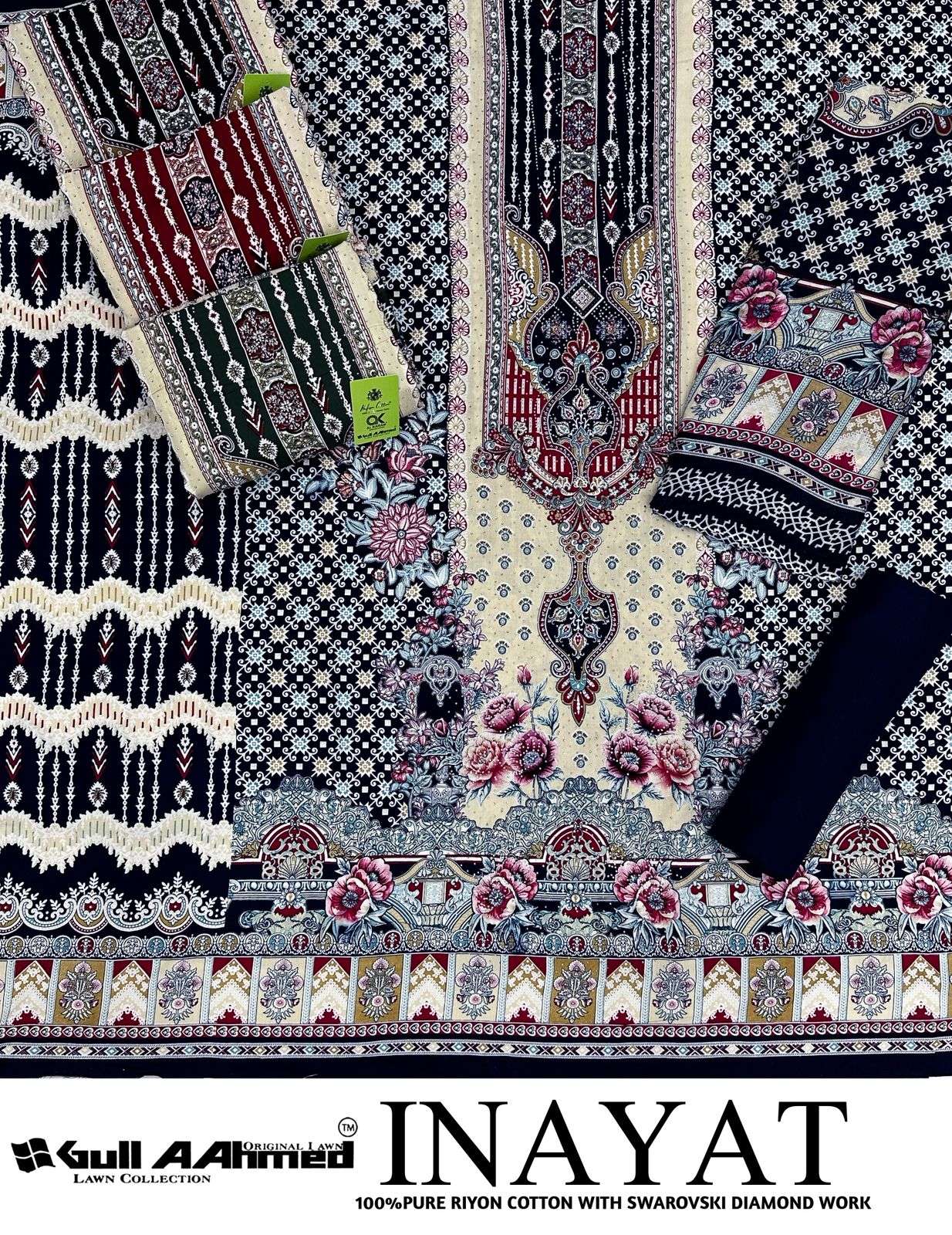 GULL AAHMED INAYAT RAYON PRINT WITH FANCY SWAROVSKI WORK SUIT