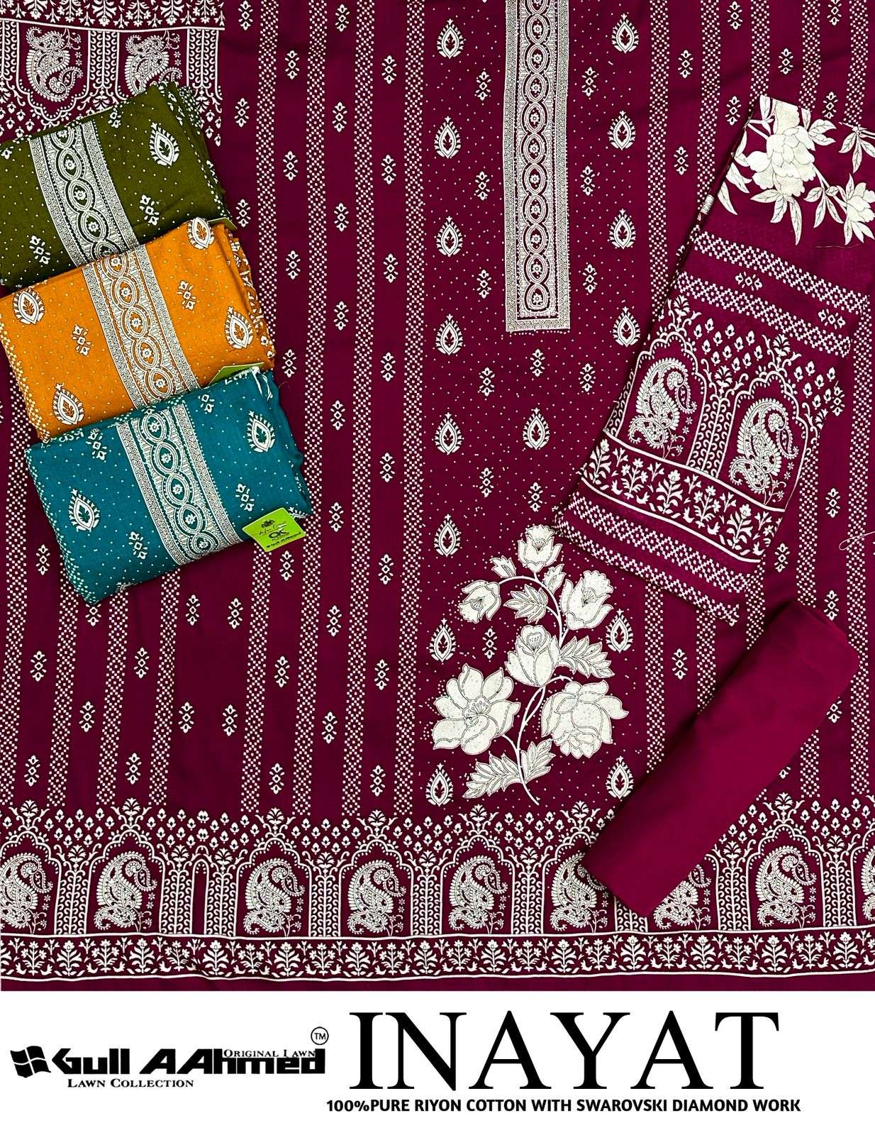 GULL AAHMED INAYAT RAYON PRINT WITH FANCY SWAROVSKI WORK SUIT