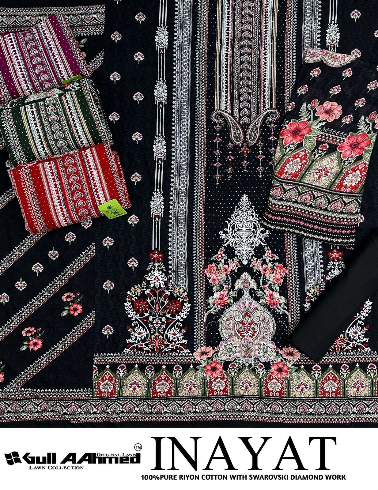 GULL AAHMED INAYAT RAYON PRINT WITH FANCY SWAROVSKI WORK SUIT