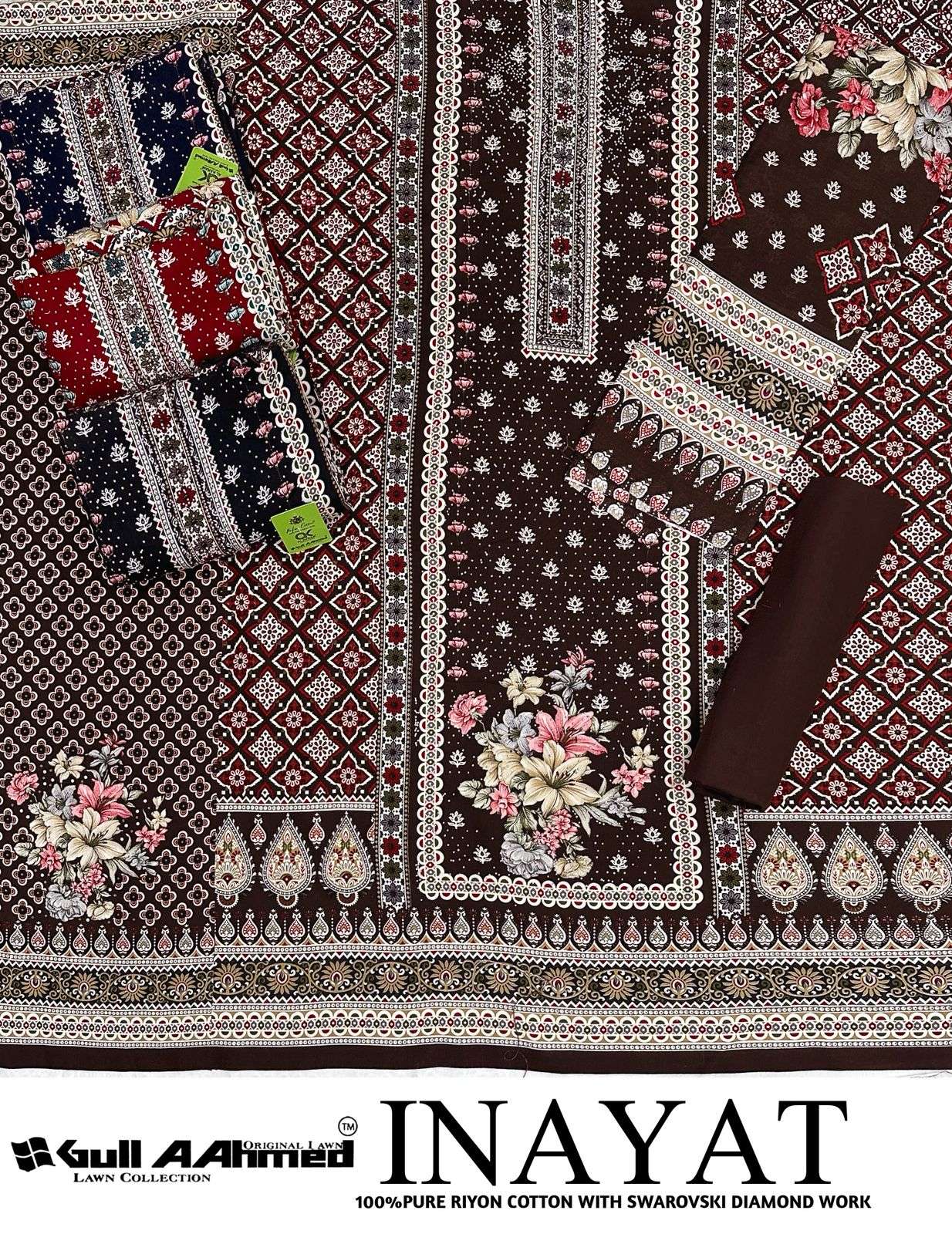 GULL AAHMED INAYAT RAYON PRINT WITH FANCY SWAROVSKI WORK SUIT