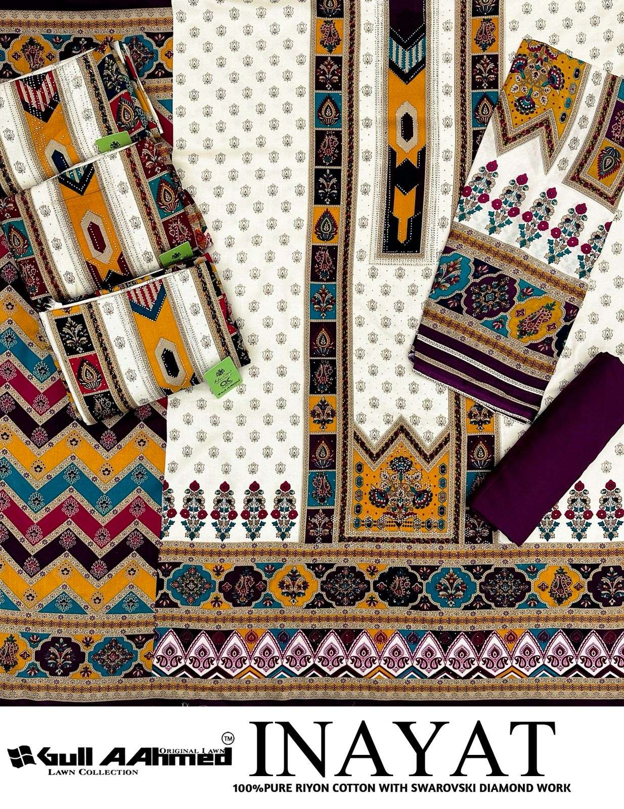 GULL AAHMED INAYAT RAYON PRINT WITH FANCY SWAROVSKI WORK SUIT