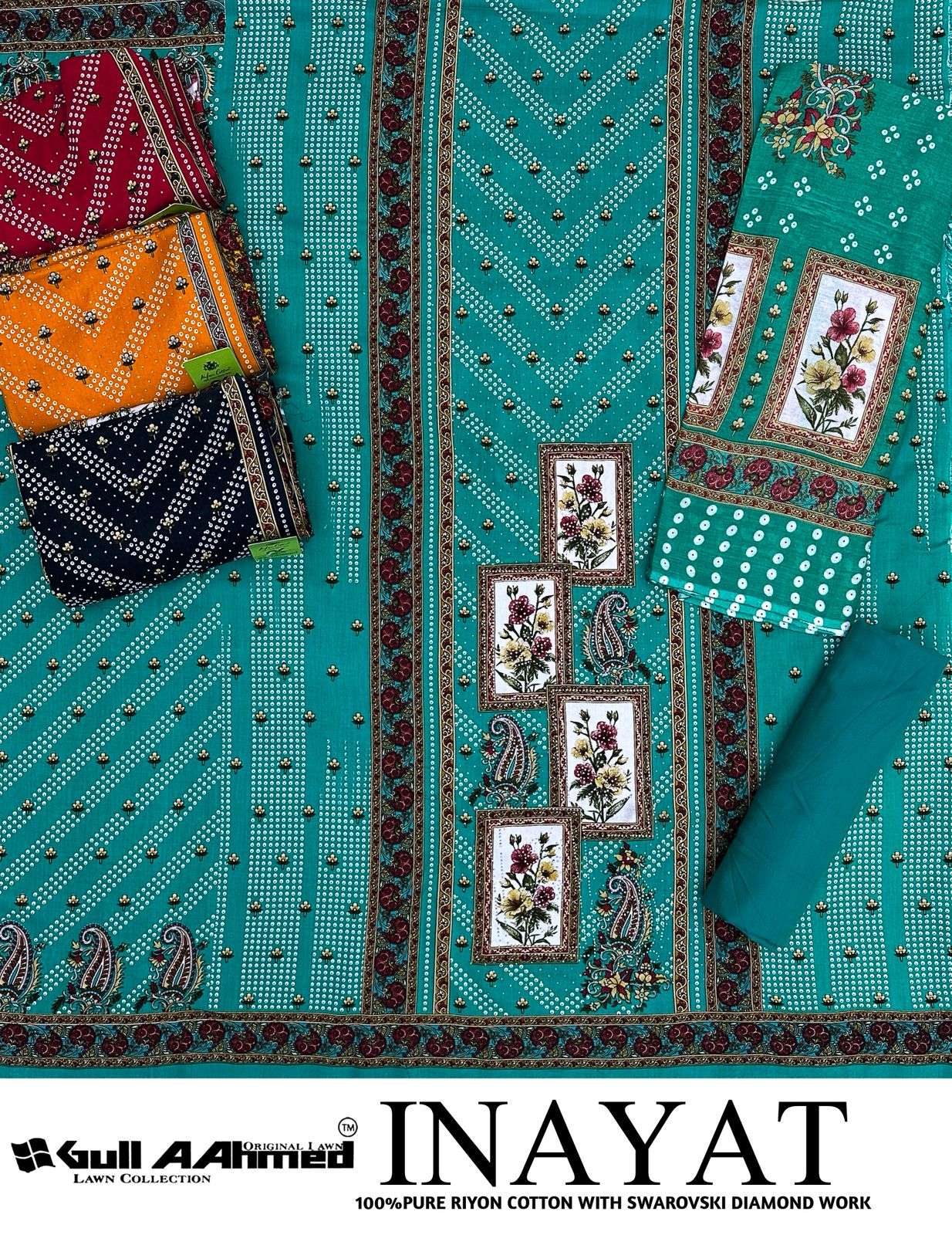 GULL AAHMED INAYAT RAYON PRINT WITH FANCY SWAROVSKI WORK SUIT