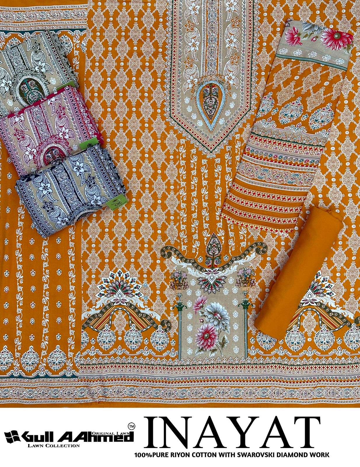 GULL AAHMED INAYAT RAYON PRINT WITH FANCY SWAROVSKI WORK SUIT