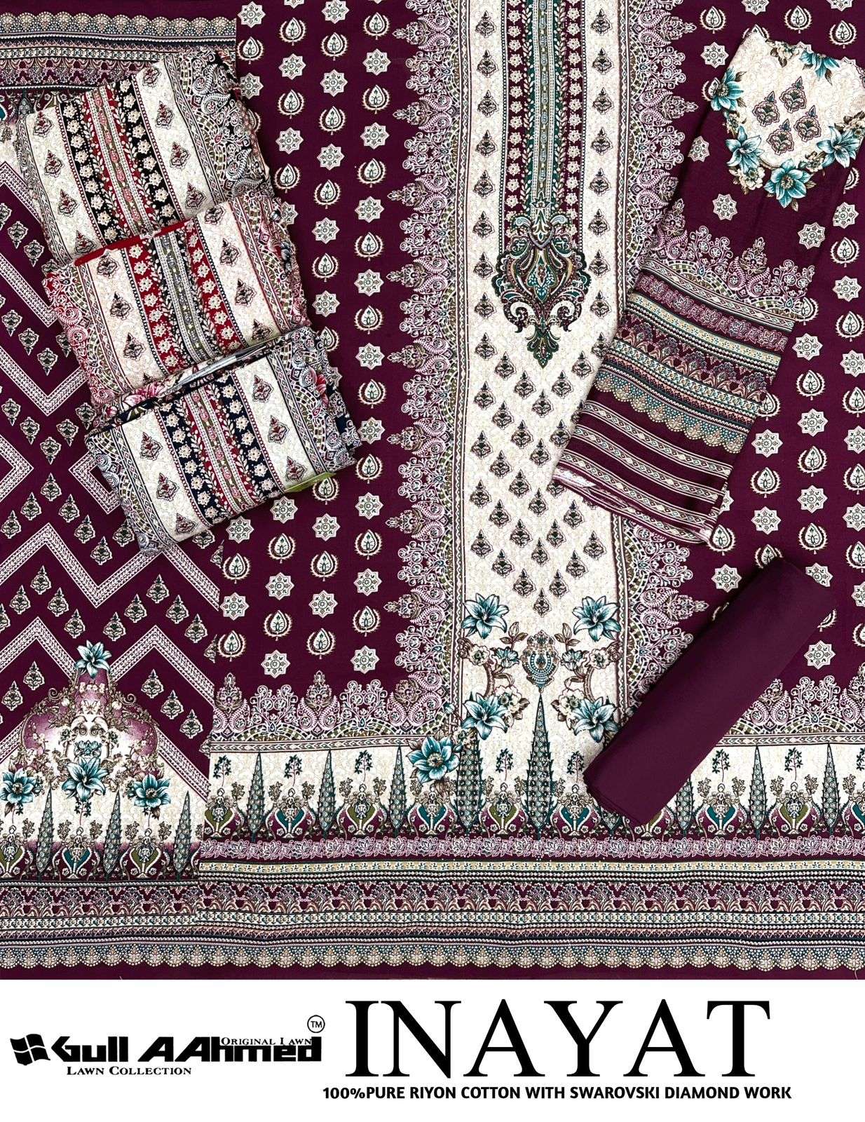 GULL AAHMED INAYAT RAYON PRINT WITH FANCY SWAROVSKI WORK SUIT