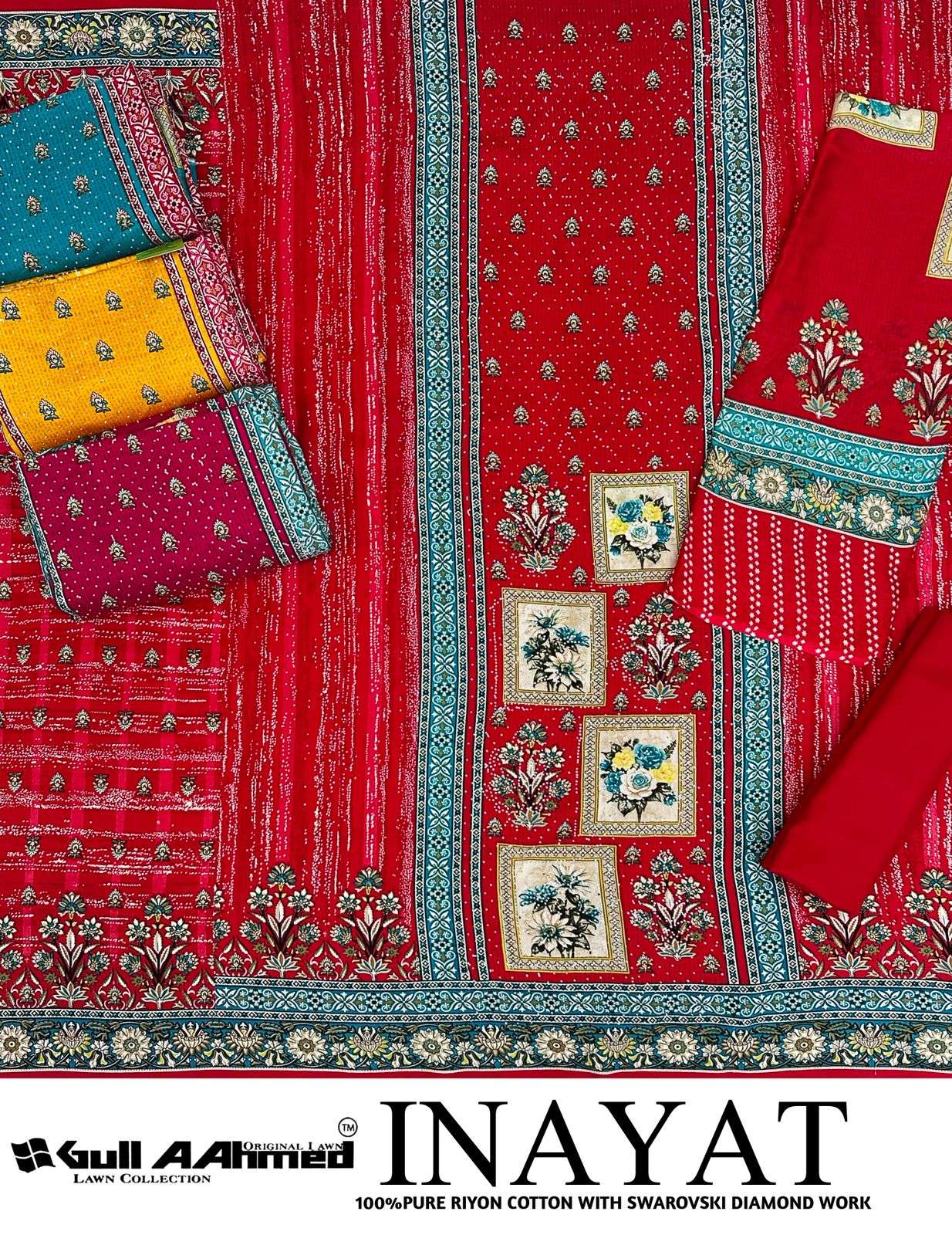 GULL AAHMED INAYAT RAYON PRINT WITH FANCY SWAROVSKI WORK SUIT