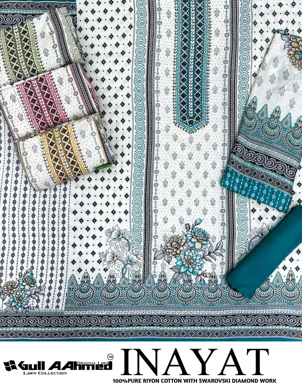 GULL AAHMED INAYAT RAYON PRINT WITH FANCY SWAROVSKI WORK SUIT