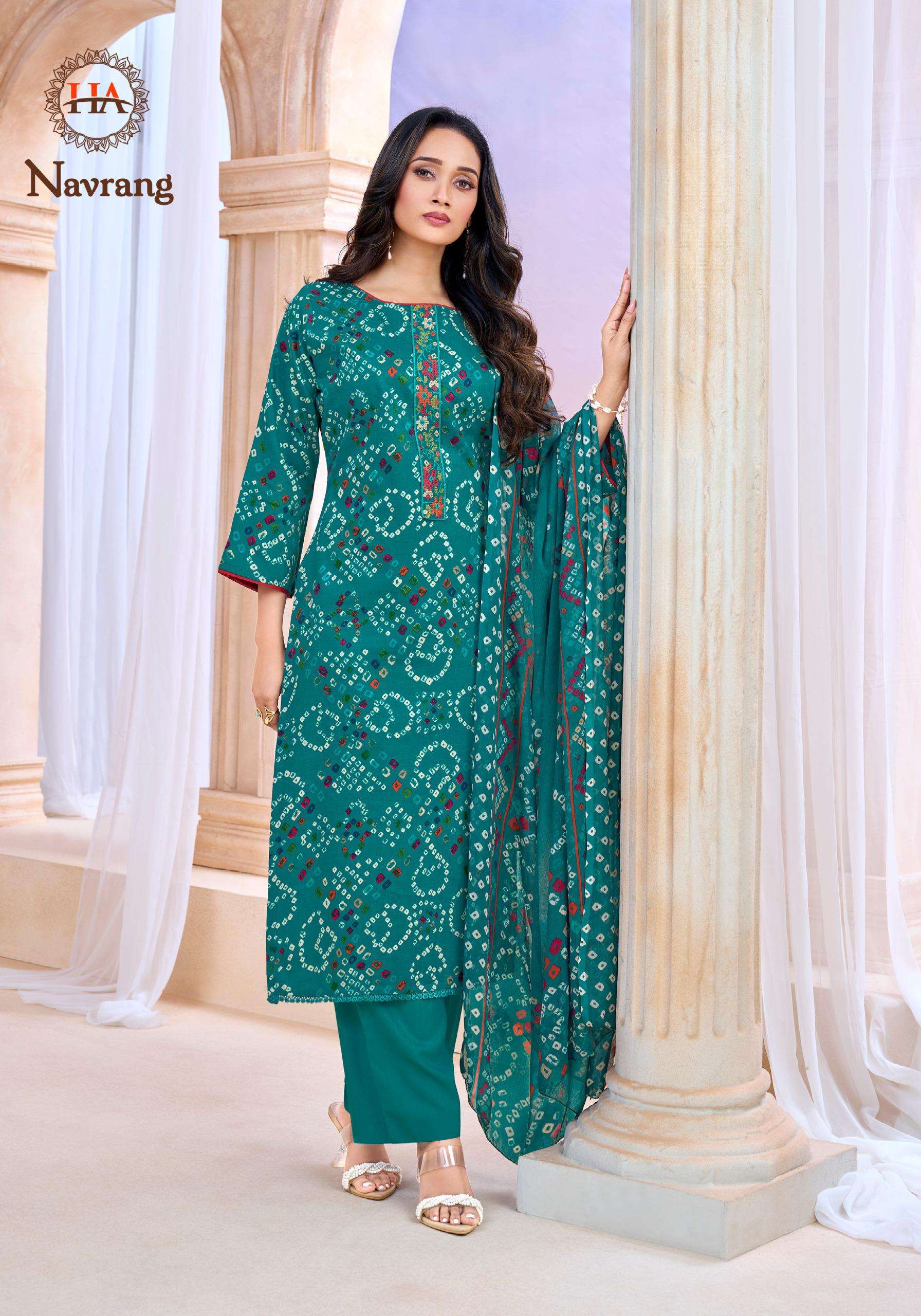 HARSHIT FASHION HUB NAVRANG COTTON BANDHANI PRINT LADIES SUIT
