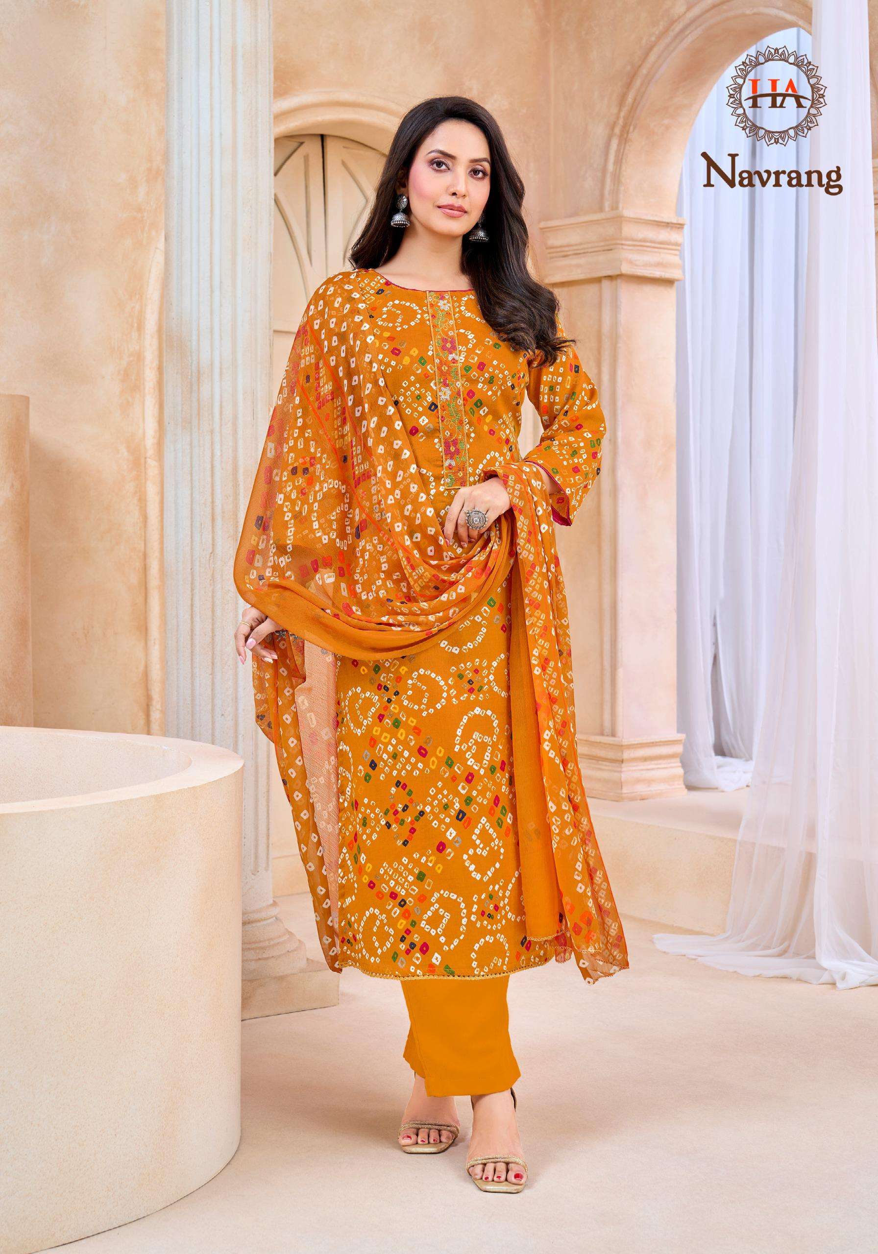 HARSHIT FASHION HUB NAVRANG COTTON BANDHANI PRINT LADIES SUIT