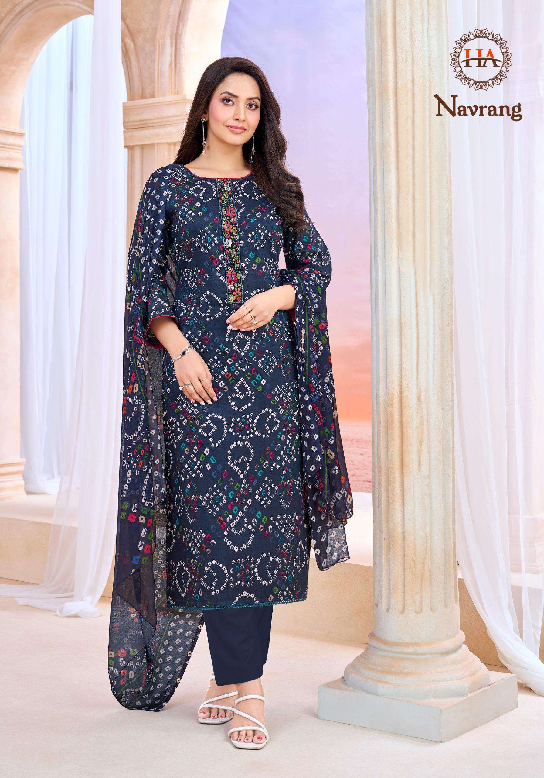 HARSHIT FASHION HUB NAVRANG COTTON BANDHANI PRINT LADIES SUIT