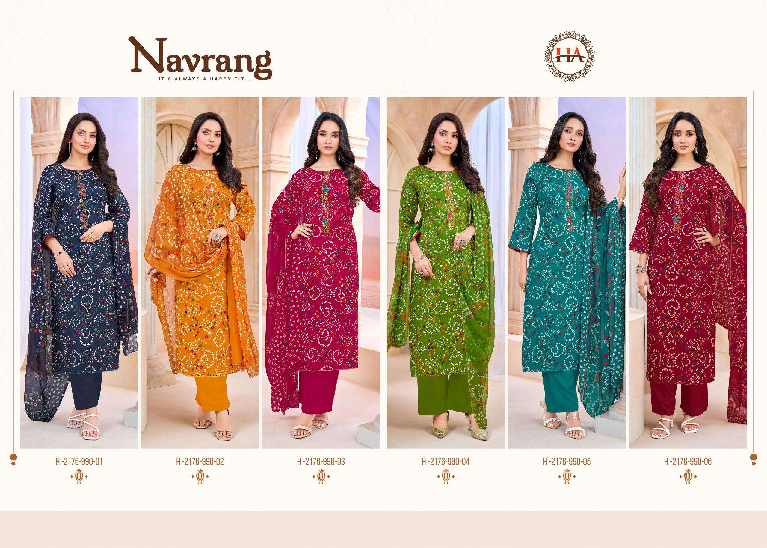 HARSHIT FASHION HUB NAVRANG COTTON BANDHANI PRINT LADIES SUIT