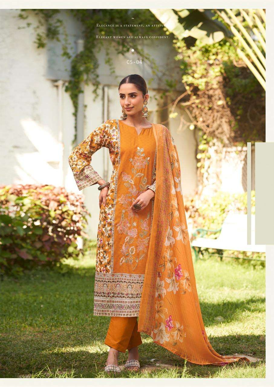HERMITAGE CLOTHING CASHMERE VOL 4 LAWN COTTON PRINT WITH FANCY WORK SUIT