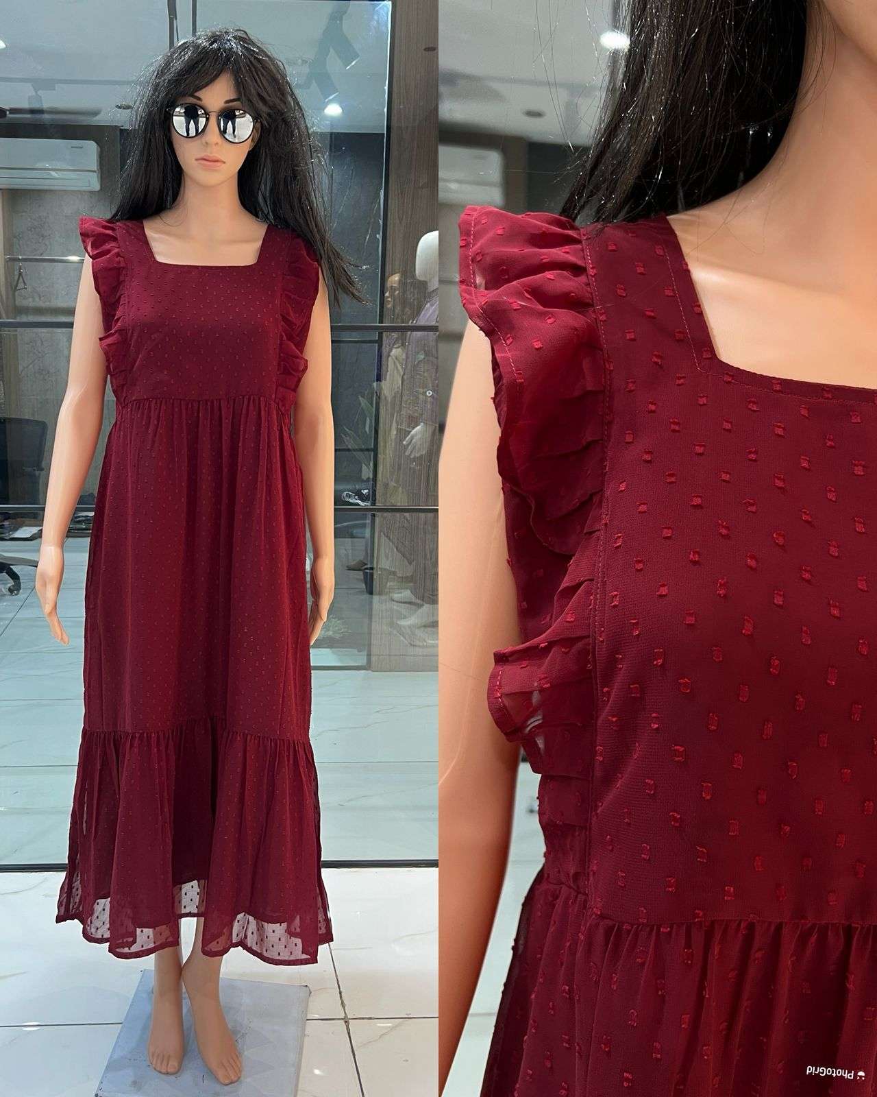 INLI TRENDY BUTTI GEORGETTE FANCY WEAR LOOK LADIES GOWN