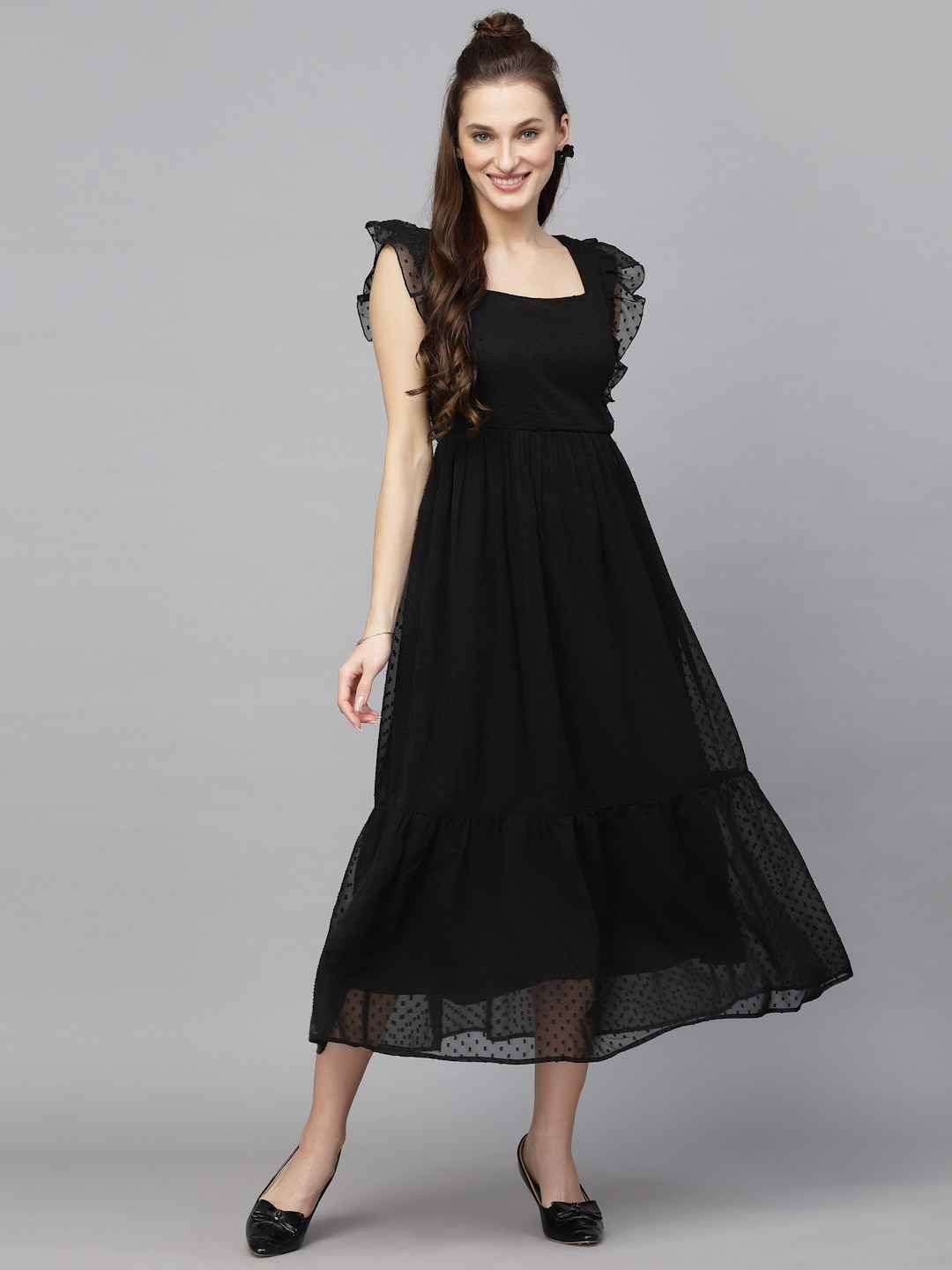 INLI TRENDY BUTTI GEORGETTE FANCY WEAR LOOK LADIES GOWN