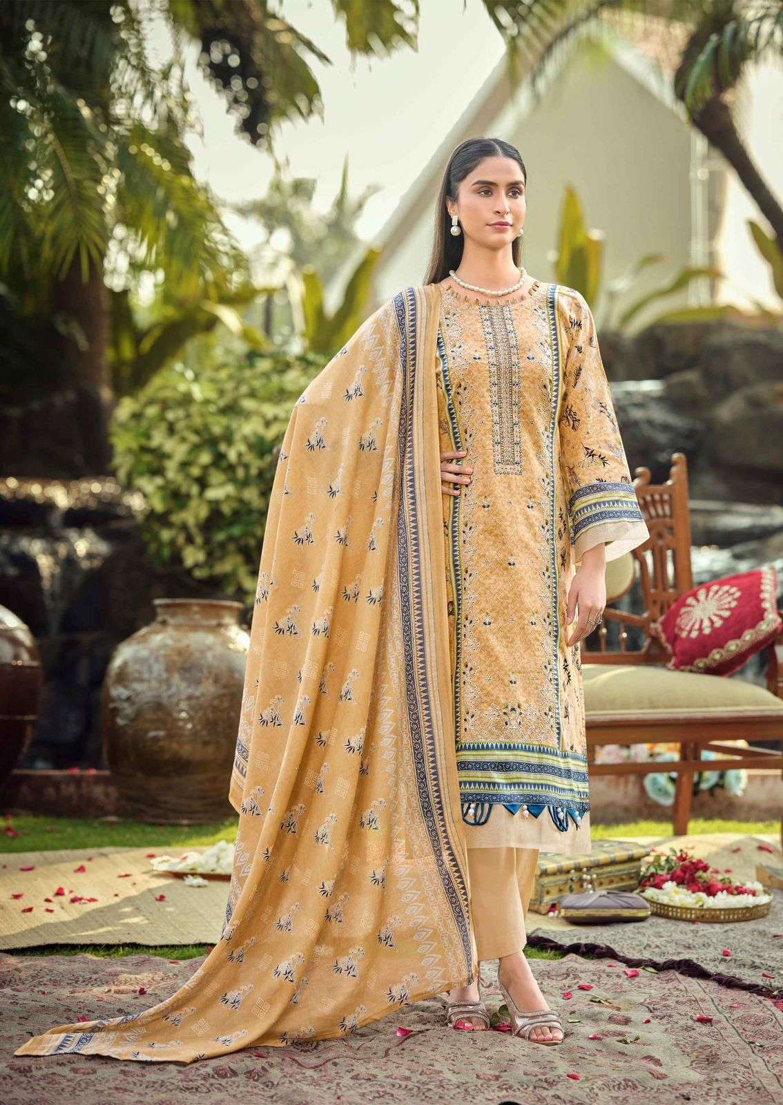 ISHAAL PRINTS EMBROIDERED VOL 18 LAWN COTTON DIGITAL PRINTS WITH FANCY WORK SUIT