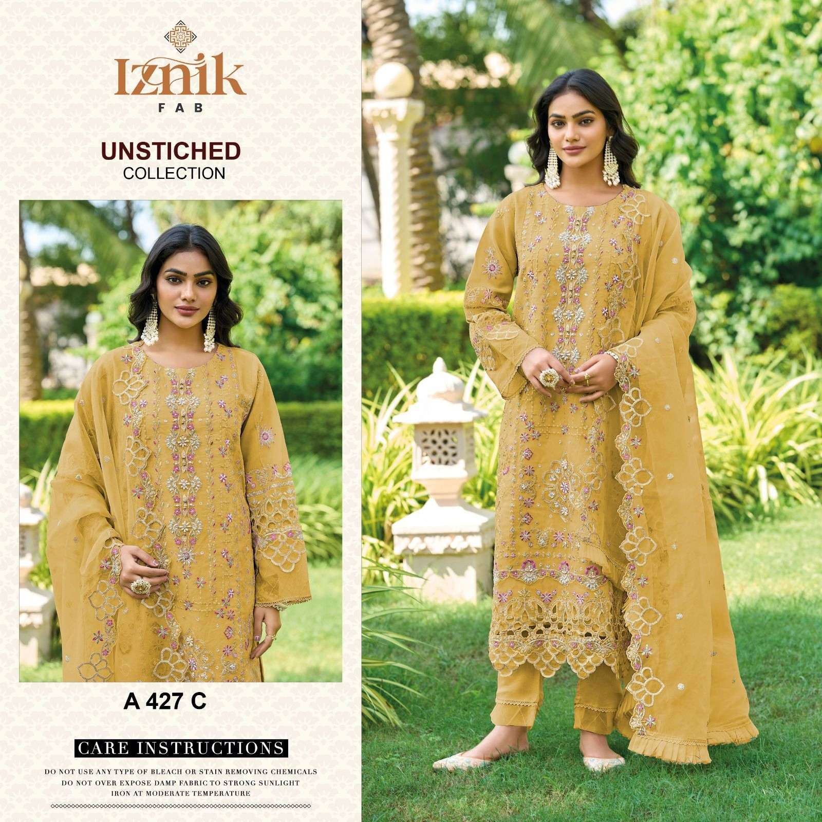 IZNIK FAB A 427 CHIFFON HEAVY EMBROIDERED DESIGNER PAKISTANI SUIT