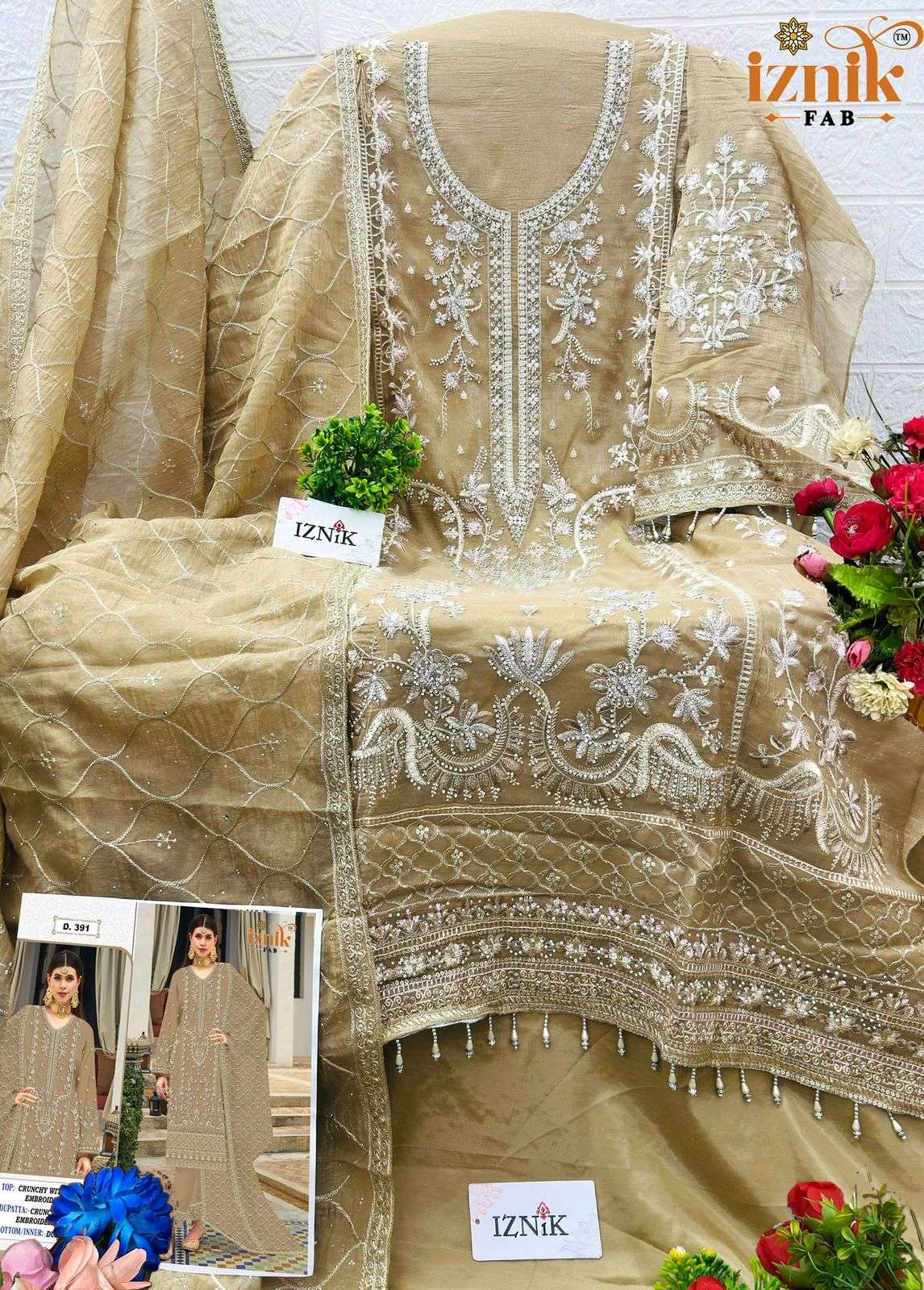 IZNIK FAB A 427 CHIFFON HEAVY EMBROIDERED DESIGNER PAKISTANI SUIT