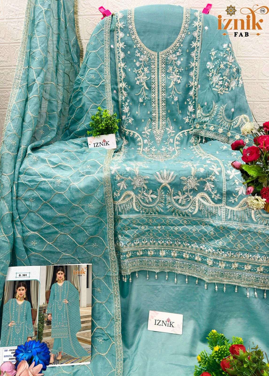 IZNIK FAB A 427 CHIFFON HEAVY EMBROIDERED DESIGNER PAKISTANI SUIT