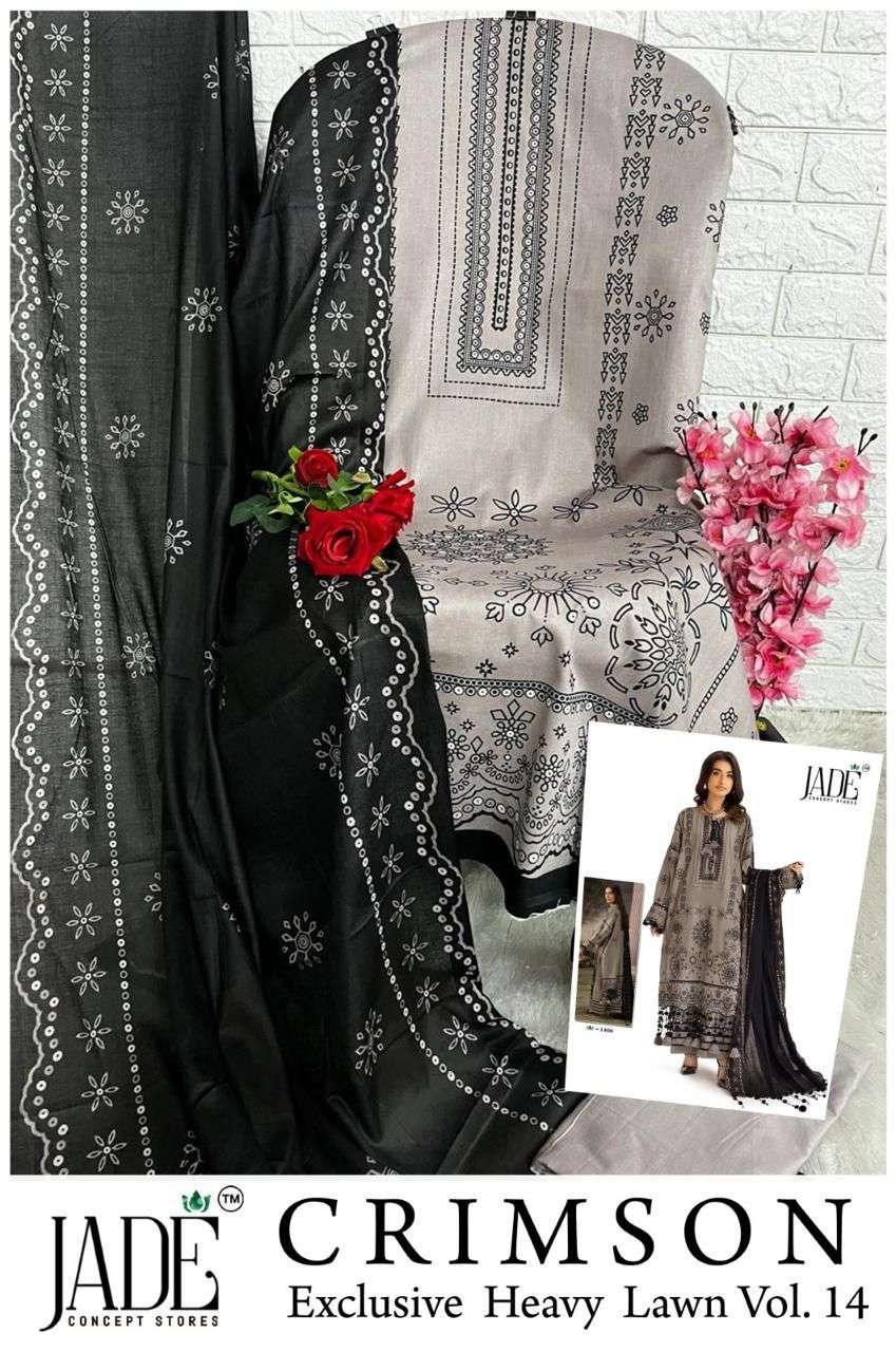 JADE CRIMSON EXCLUSIVE HEAVY LAWN COLLECTION VOL 14 NEW DESIGNS LAWN COTTON SUIT