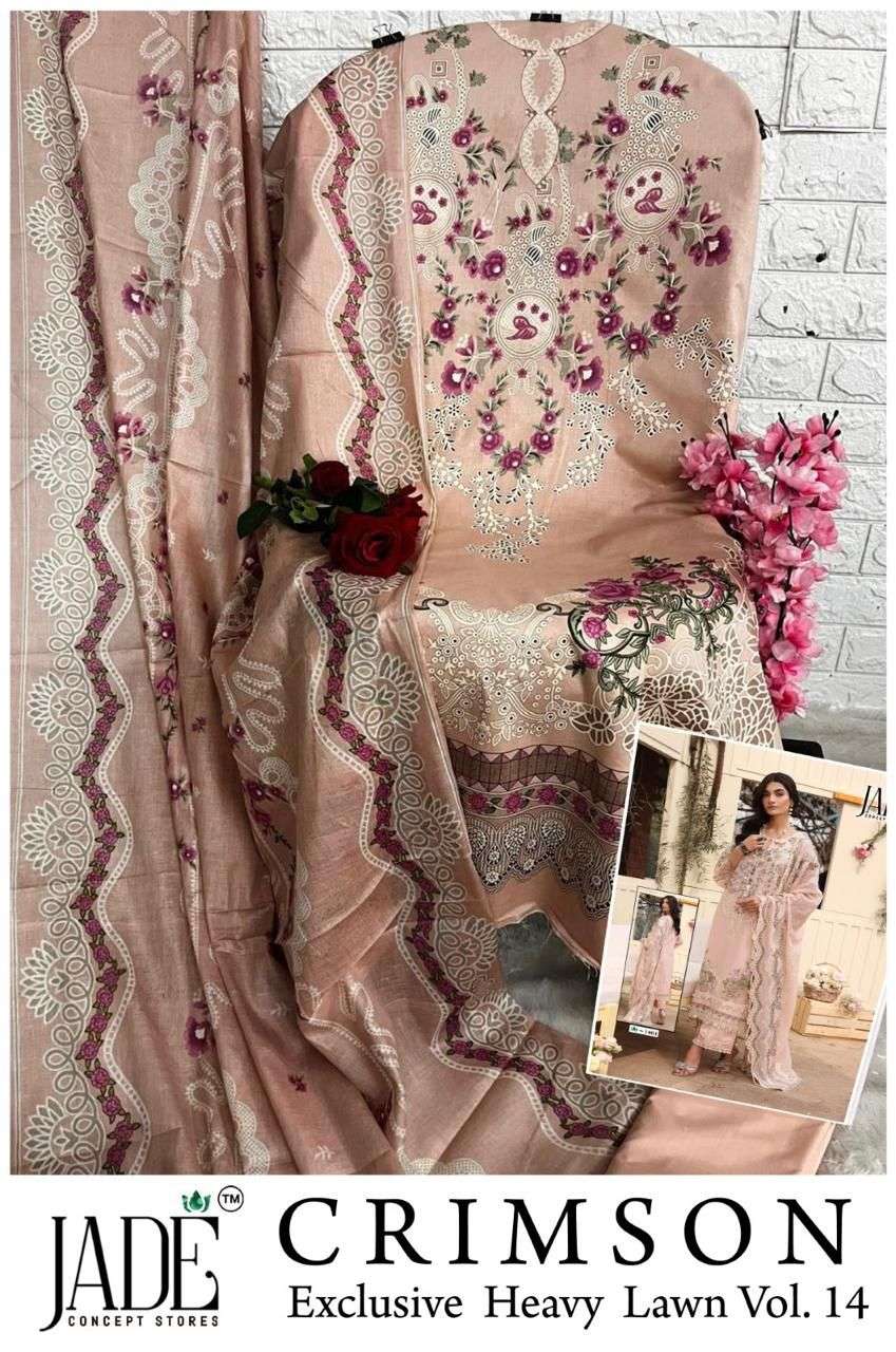 JADE CRIMSON EXCLUSIVE HEAVY LAWN COLLECTION VOL 14 NEW DESIGNS LAWN COTTON SUIT