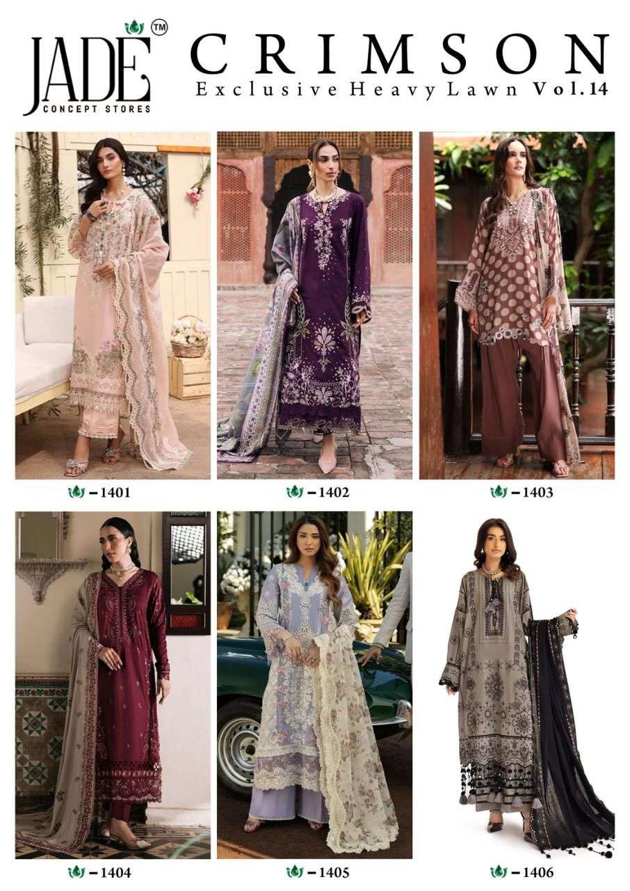 JADE CRIMSON EXCLUSIVE HEAVY LAWN COLLECTION VOL 14 NEW DESIGNS LAWN COTTON SUIT