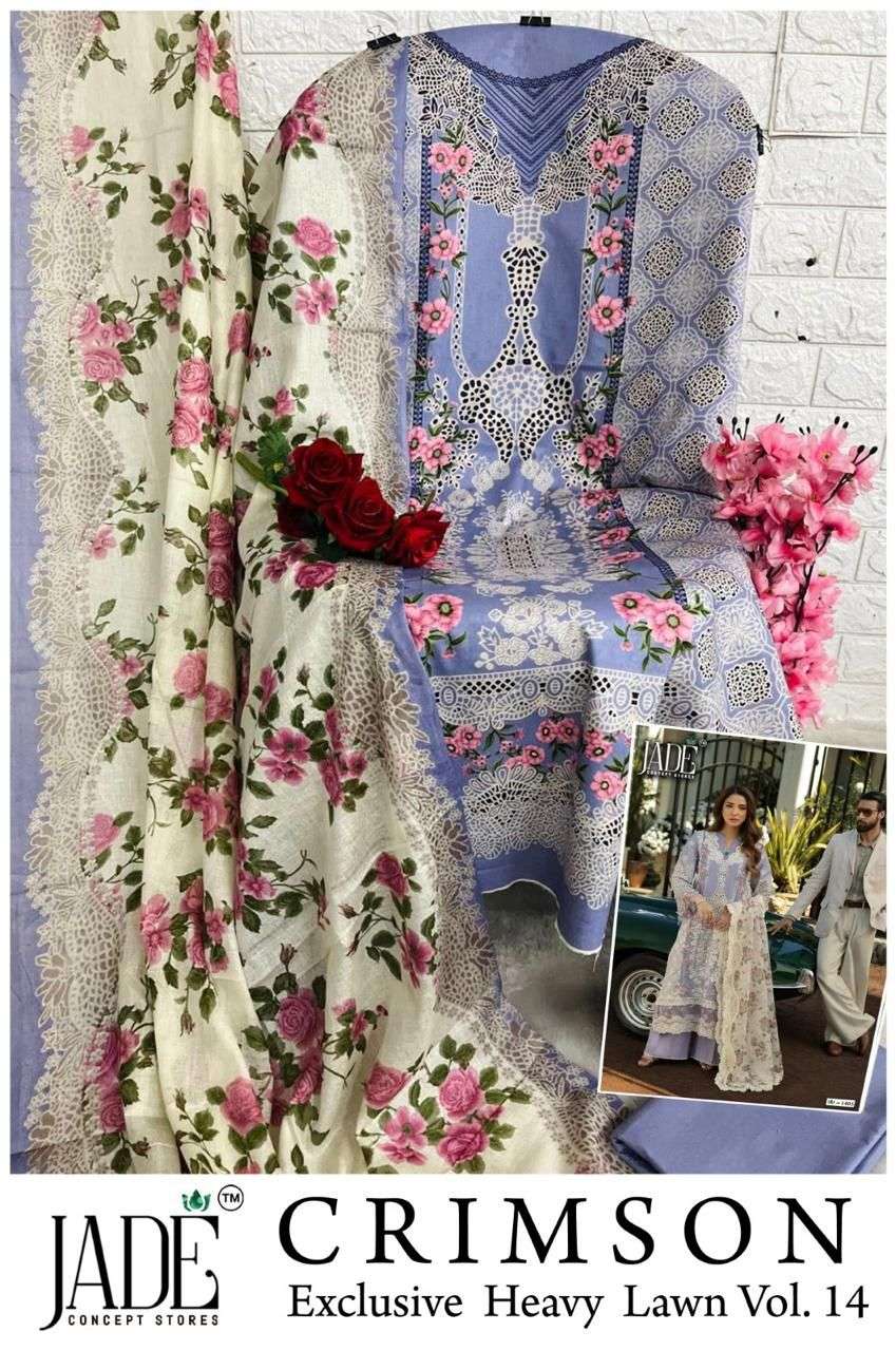 JADE CRIMSON EXCLUSIVE HEAVY LAWN COLLECTION VOL 14 NEW DESIGNS LAWN COTTON SUIT