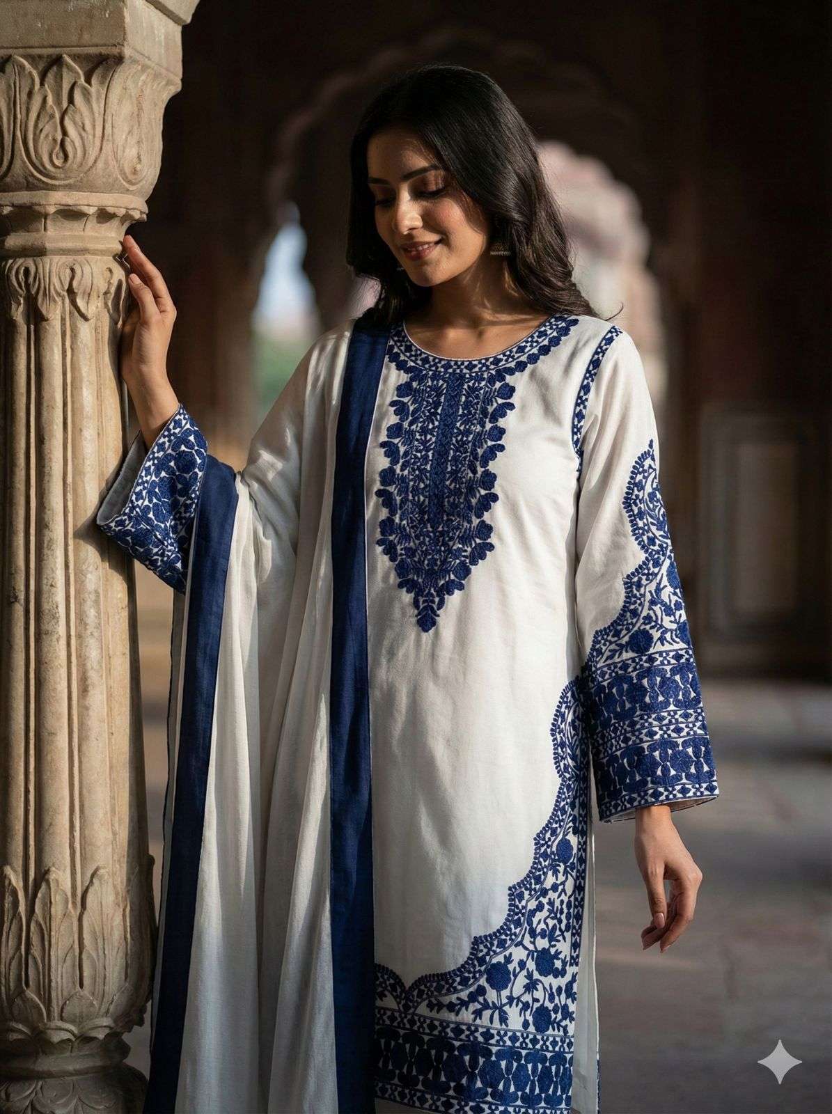 JF 020 GEORGETTE EMBROIDERED DESIGNER KURTI PLAZZO WITH DUPATTA SET 
