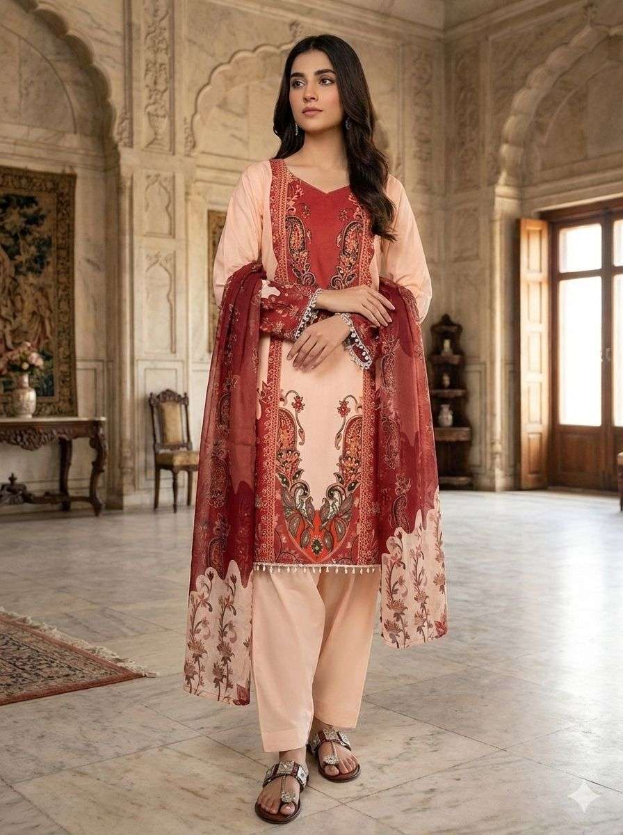 JF 034 CREPE SILK DIGITAL PRINT DESIGNER FANCY KURTI BOTTOM AND DUPATTA SET 