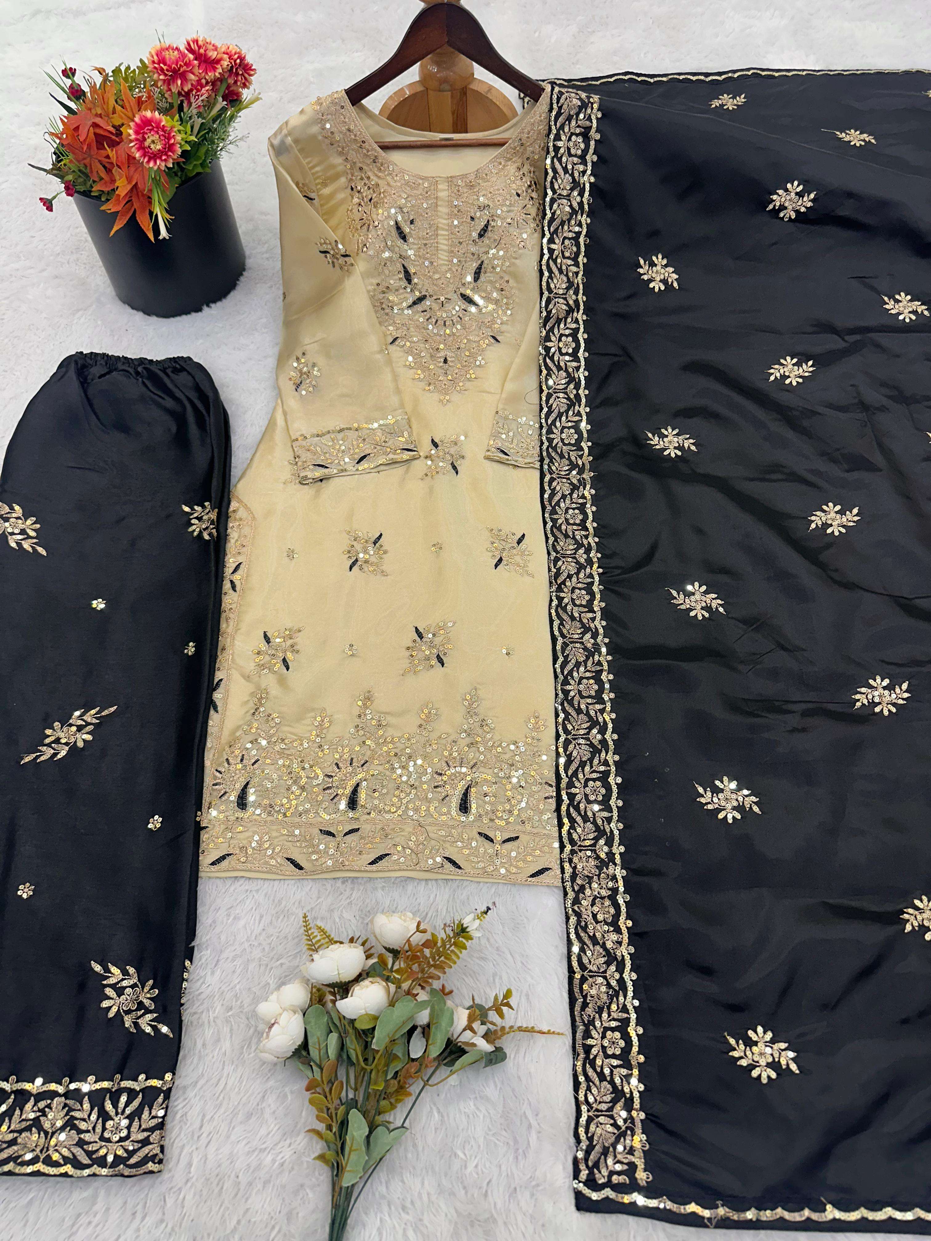 JF 039 SILK WITH HEAVY EMBROIDERY DESIGNER WORK PARTY WEAR LADIES SUIT