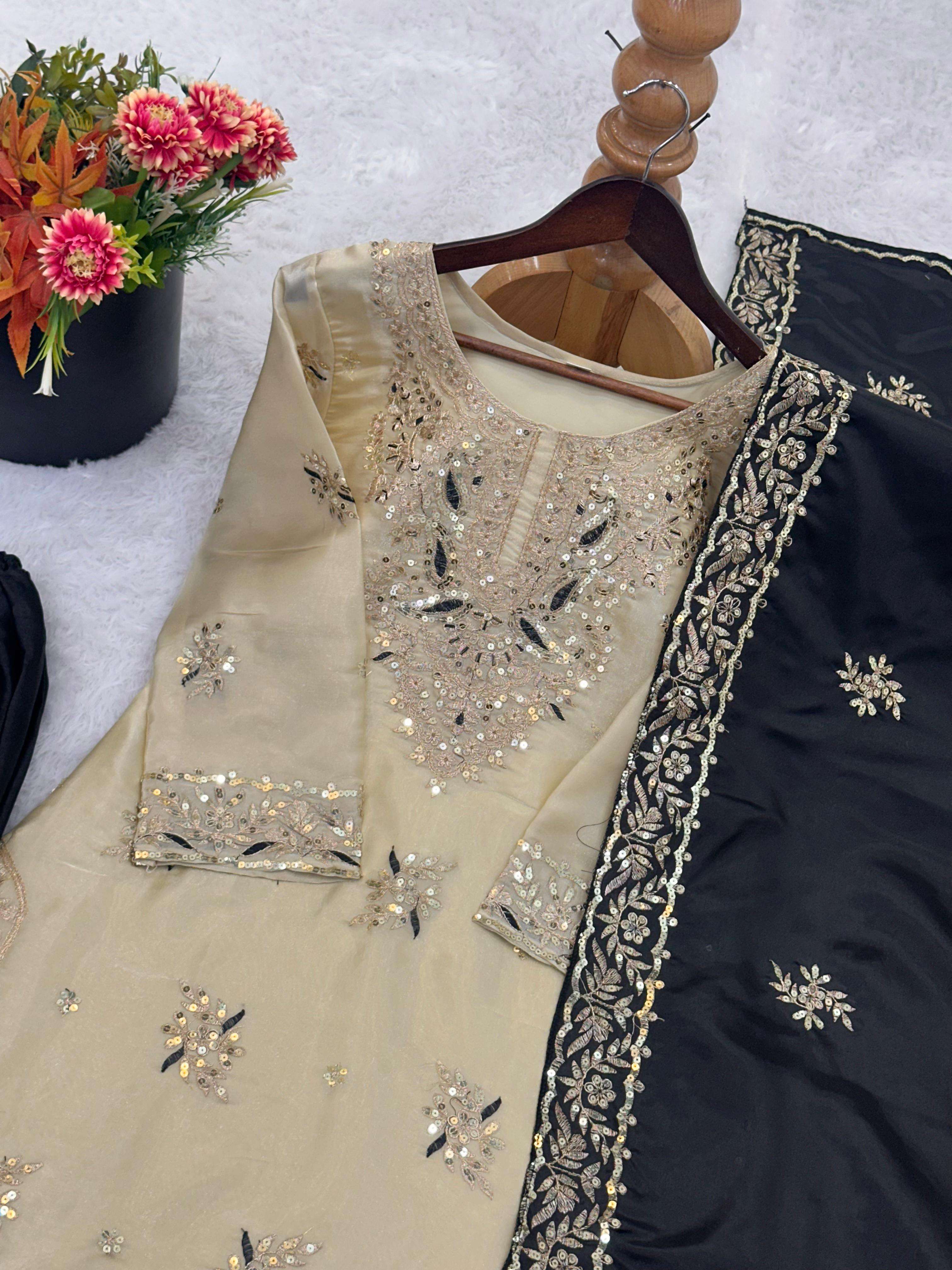 JF 039 SILK WITH HEAVY EMBROIDERY DESIGNER WORK PARTY WEAR LADIES SUIT