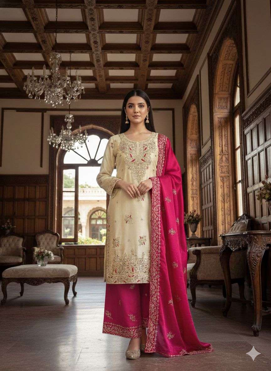 JF 039 SILK WITH HEAVY EMBROIDERY DESIGNER WORK PARTY WEAR LADIES SUIT