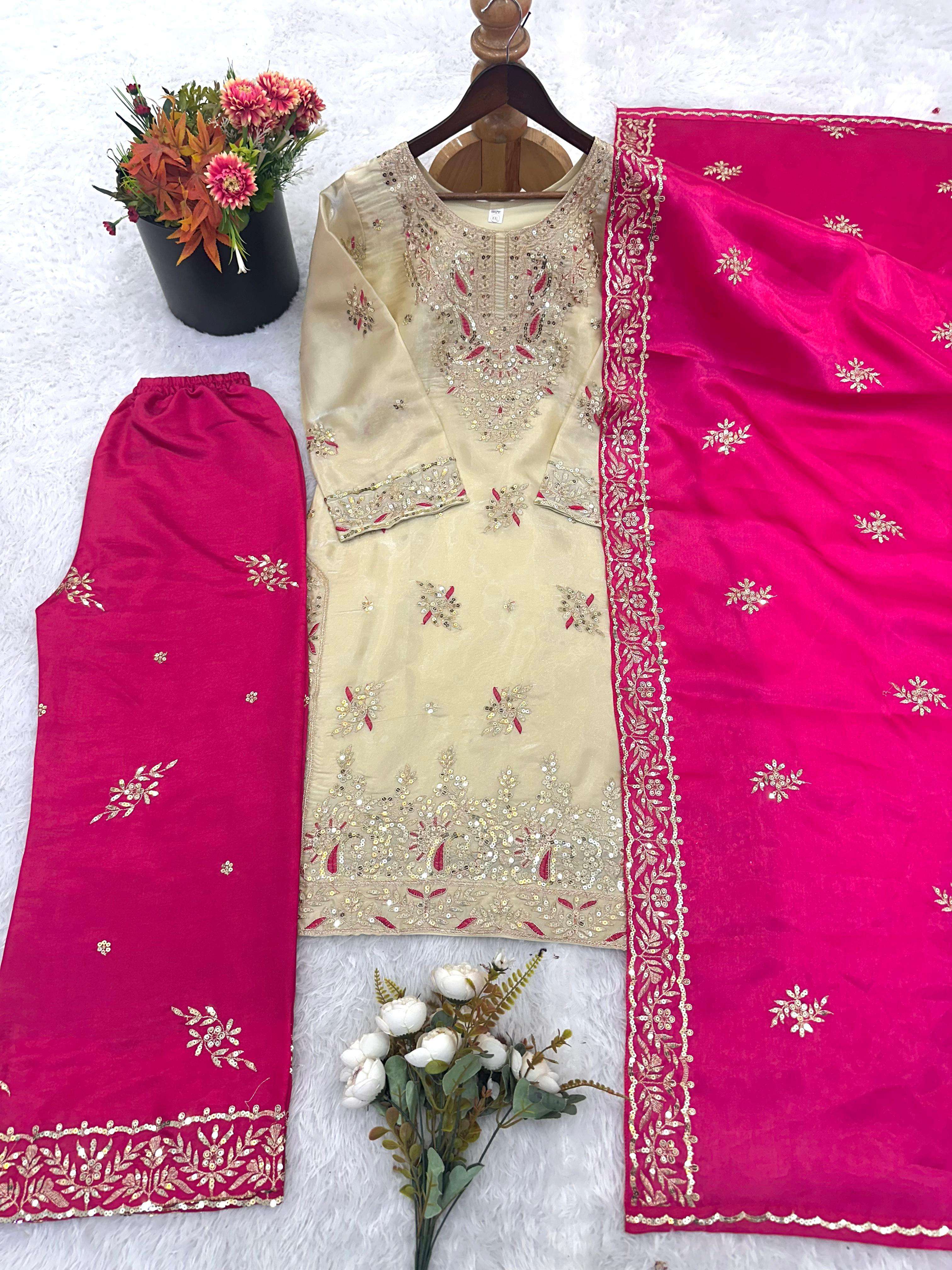 JF 039 SILK WITH HEAVY EMBROIDERY DESIGNER WORK PARTY WEAR LADIES SUIT