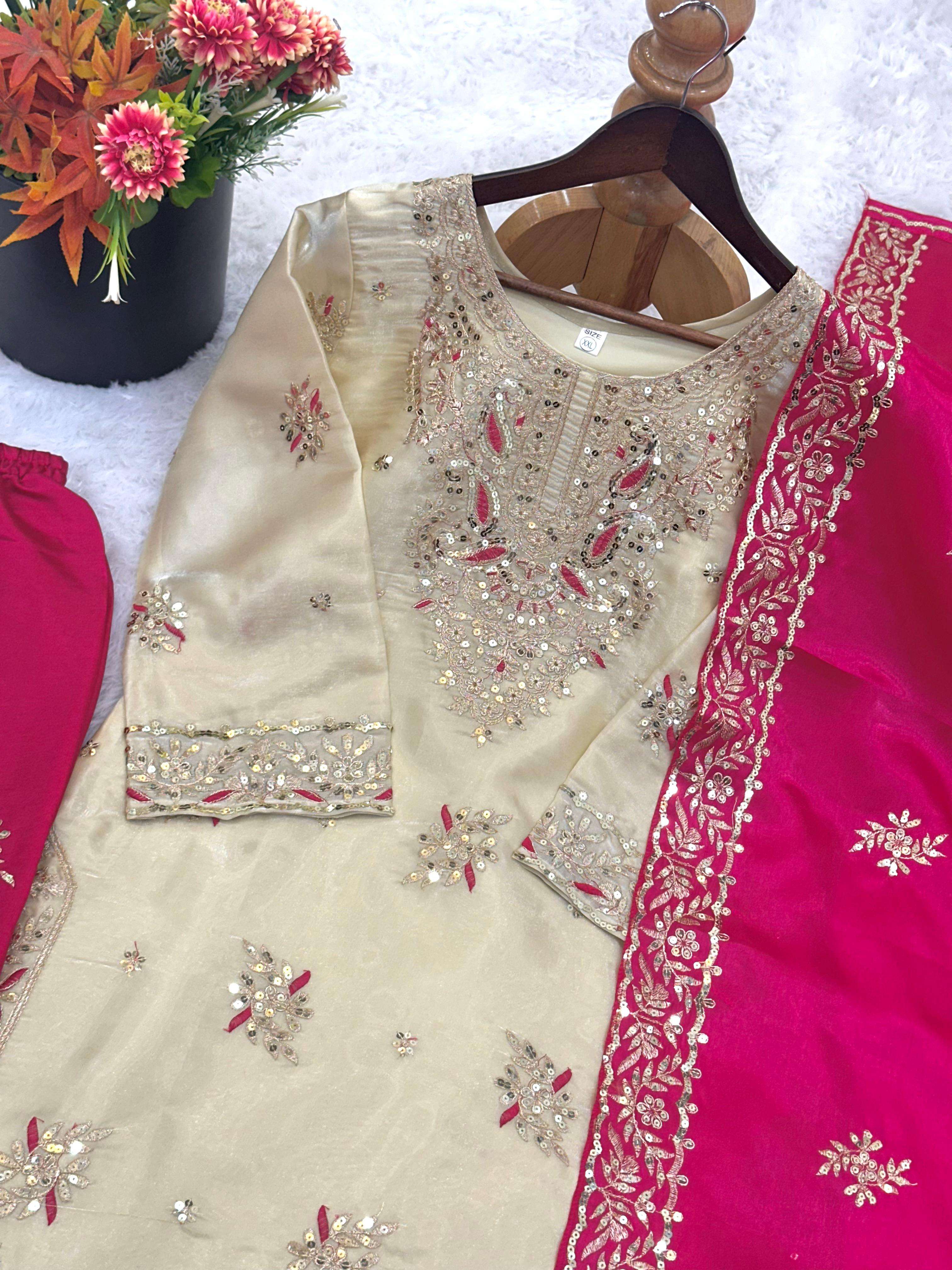 JF 039 SILK WITH HEAVY EMBROIDERY DESIGNER WORK PARTY WEAR LADIES SUIT
