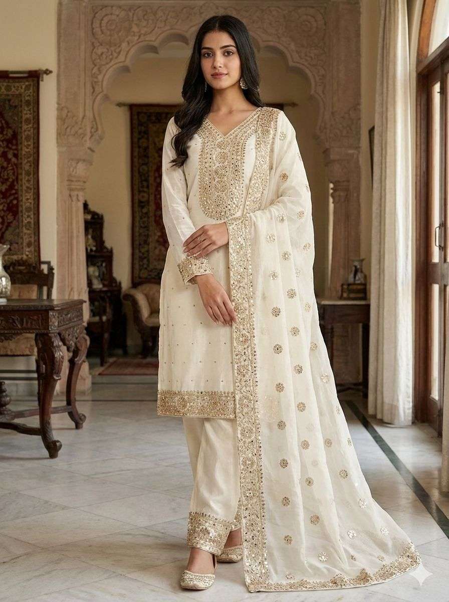 JF 040 SILK BEAUTIFUL DESIGNER PARTY WEAR LOOK DESIGNER SUIT