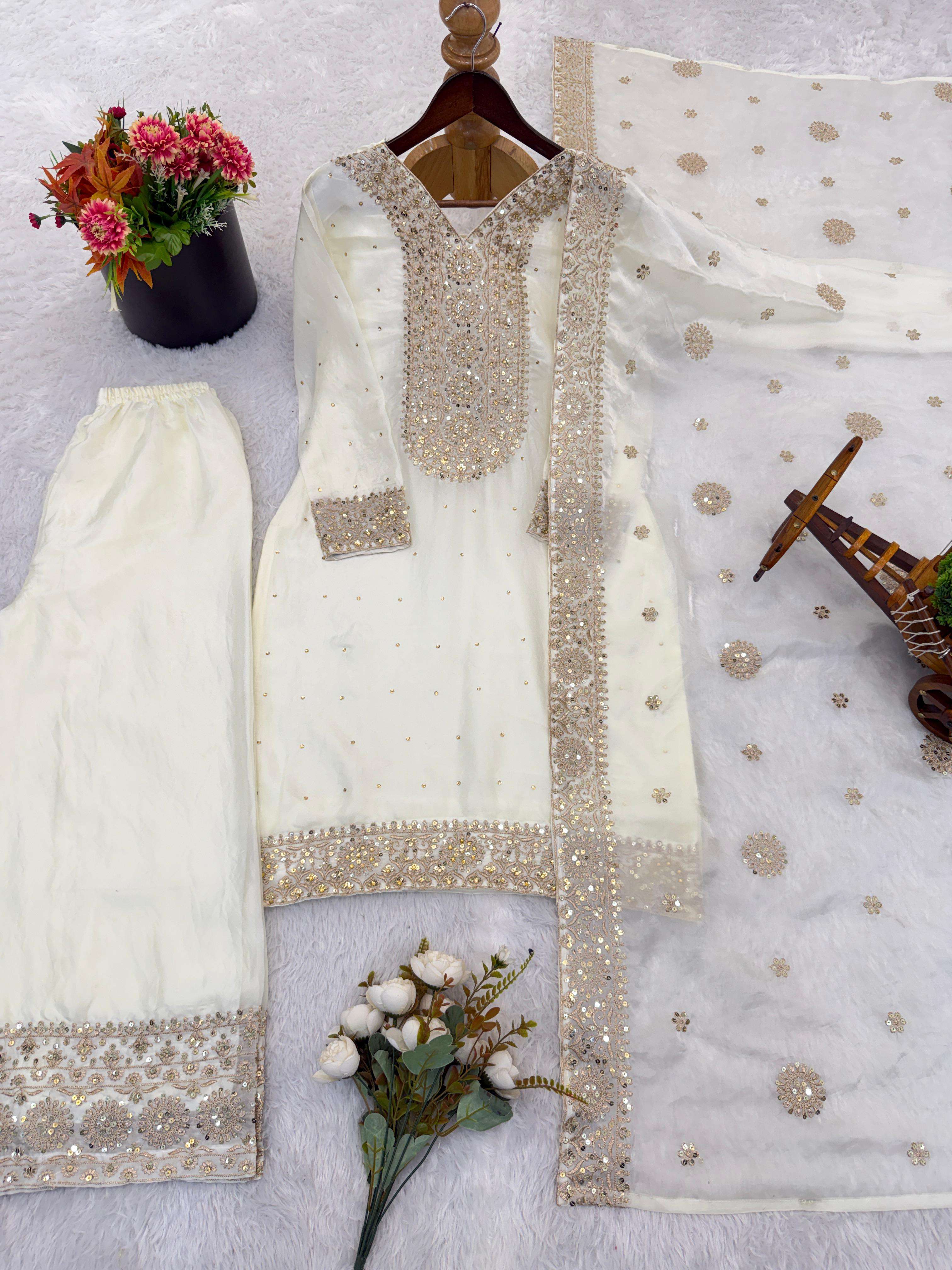 JF 040 SILK BEAUTIFUL DESIGNER PARTY WEAR LOOK DESIGNER SUIT