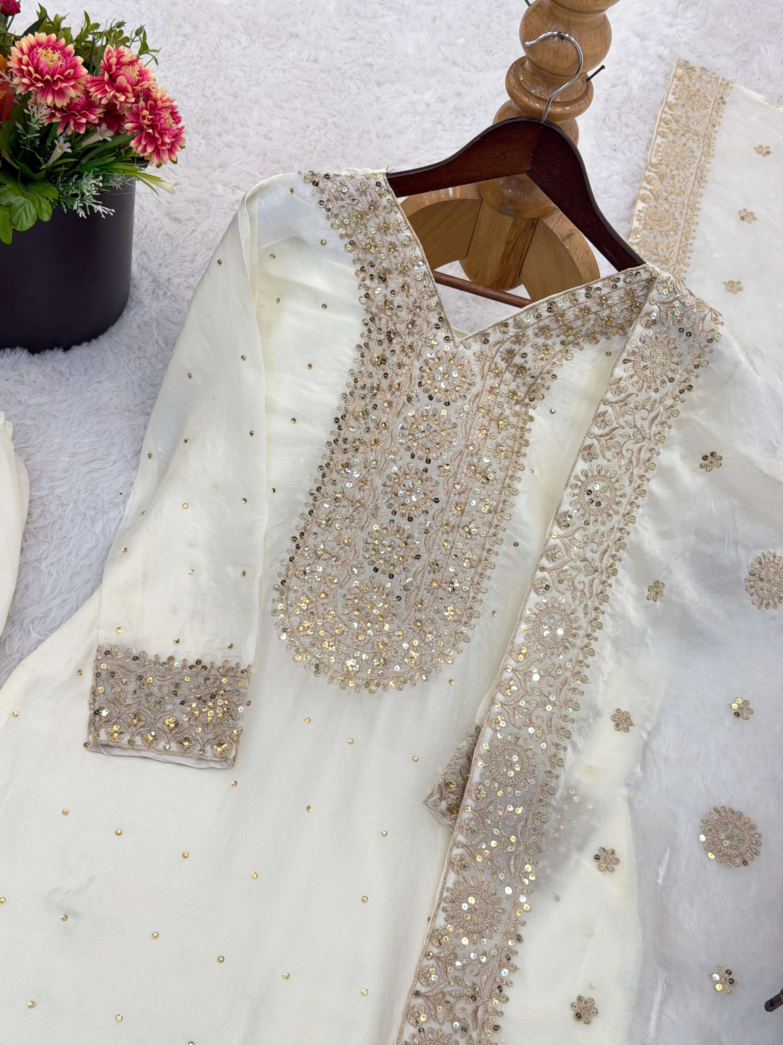 JF 040 SILK BEAUTIFUL DESIGNER PARTY WEAR LOOK DESIGNER SUIT