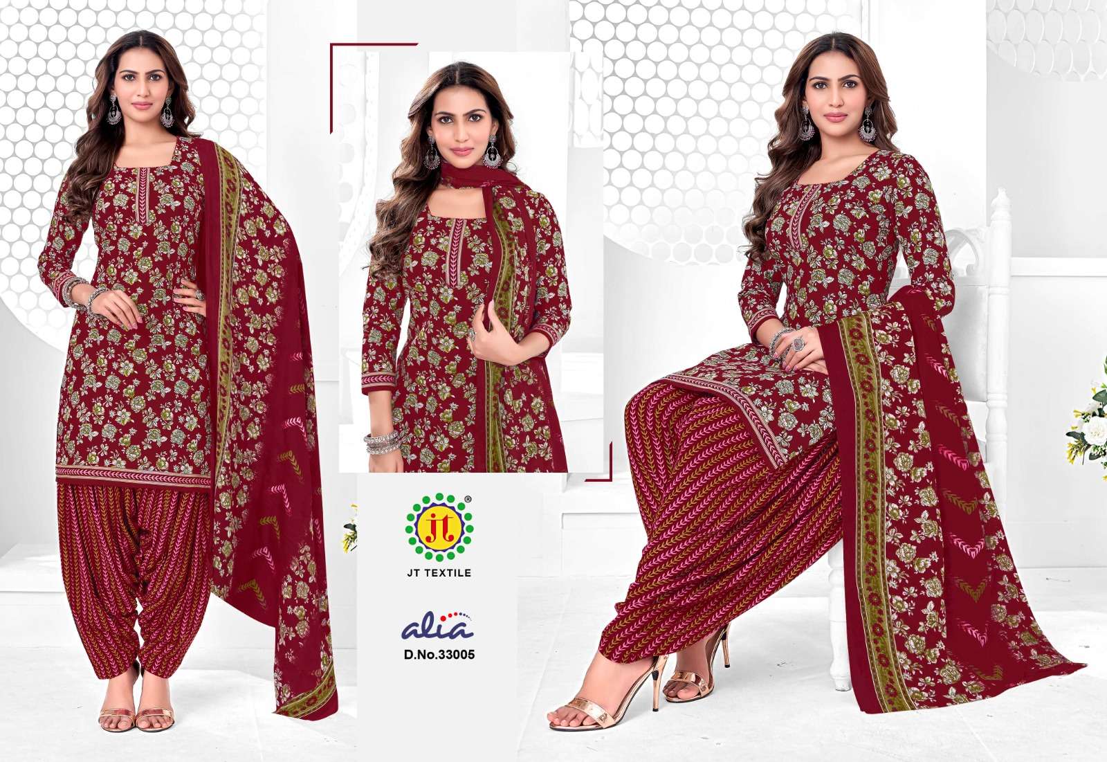 JT ALIA VOL 33 COTTON PRINTED PATIYALA DRESS